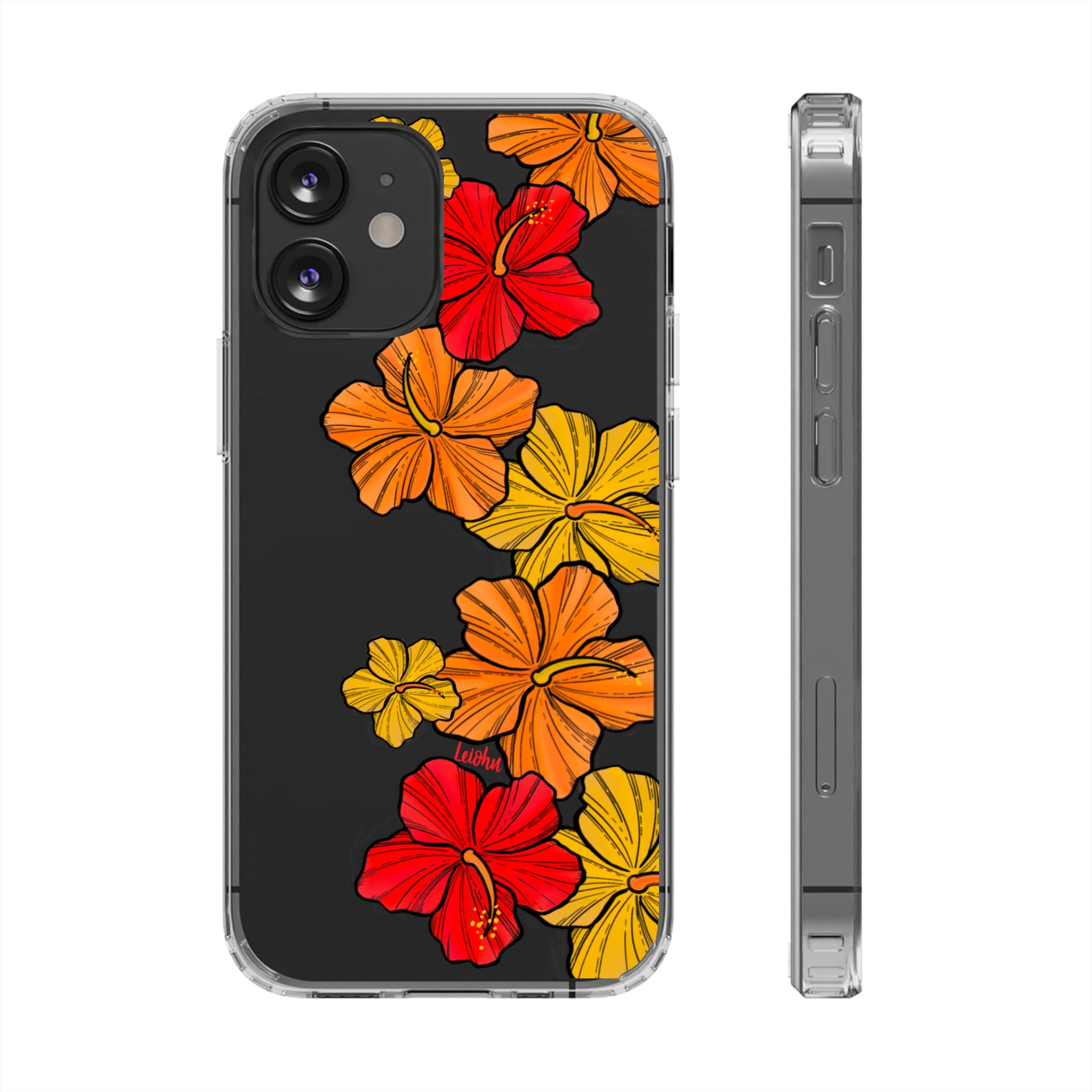 Hibiscus Retro Clear Phone Case - Durable Protective Cover for iPhone & Samsung - Floral Design for Stylish Protection | Perfect for Everyday Use, Travel & Gifting