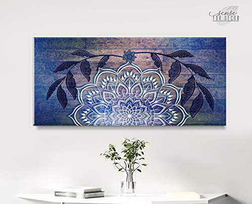 **Boho Mandala Wall Hanging - Handmade Macrame Wall Art for Bedroom & Living Room Decor - Blue Boho Headboard (42