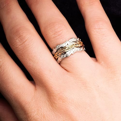 14K Gold Plated Wedding Ring Set - Matching Couple Bands for Men & Women, Personalized Engraved Silver Wedding Rings - Perfect for Anniversaries, Engagements and Romantic Gifts