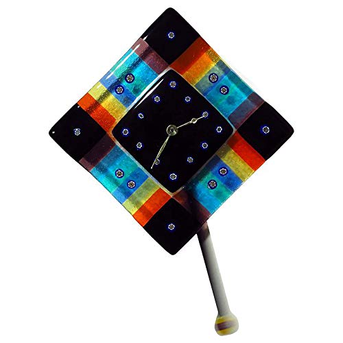 Timegoesby - Elegant Pendulum Wall Clock with Murano Glass - Perfect for Living Room, Office & Vintage Home Decor