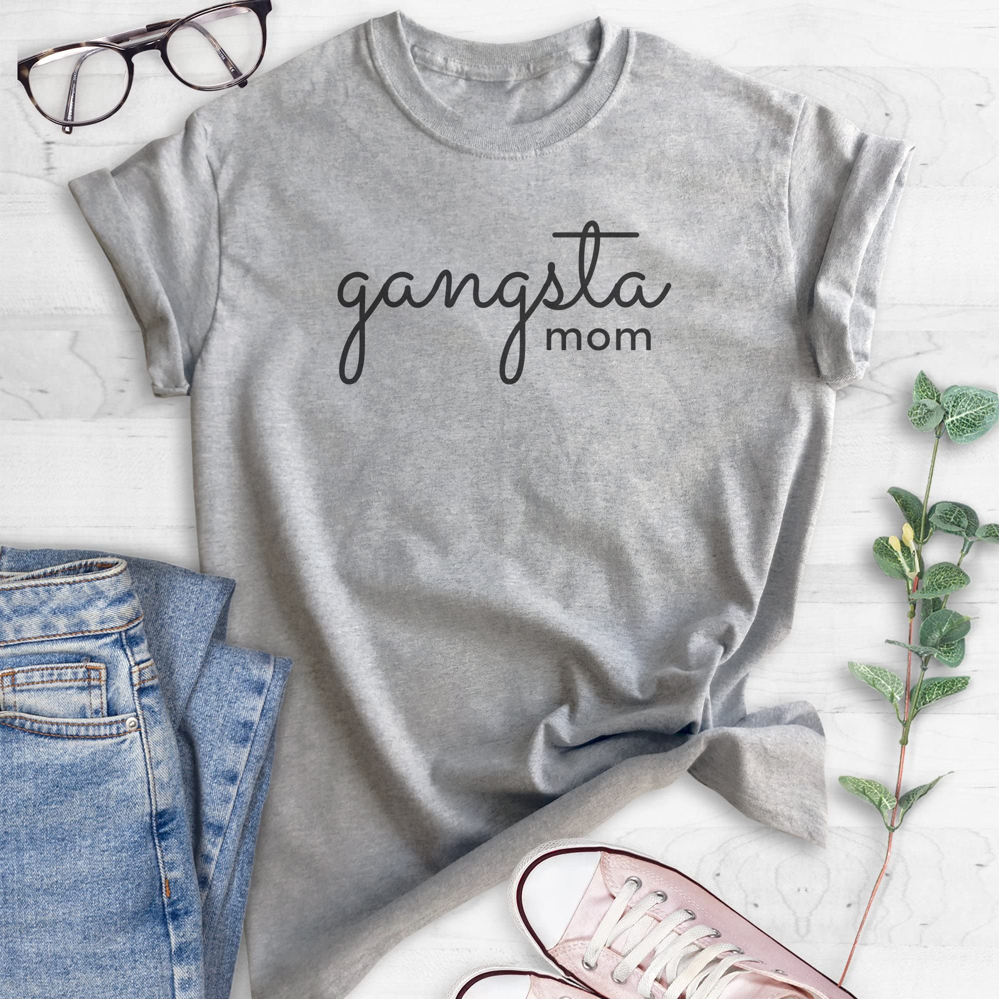 Gangsta Mom Shirt - Unisex Women's Graphic Tee - Sassy Funny Mom T-Shirt - Heather Gray - X-Large - Perfect for Mother's Day, Birthday Gifts & Casual Outfits