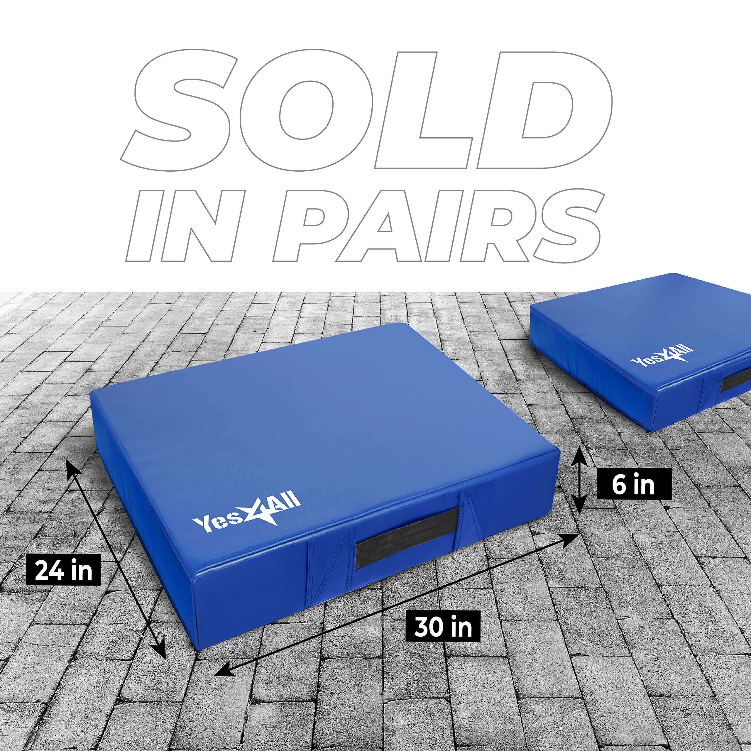 Yes4All Weightlifting Drop Pads with PVC Cover & Carry Handles - Pair of Gym Floor Protection Mats for Deadlifts, Olympic Lifting & Home Workouts - Durable Silencer Pads for Noise Reduction