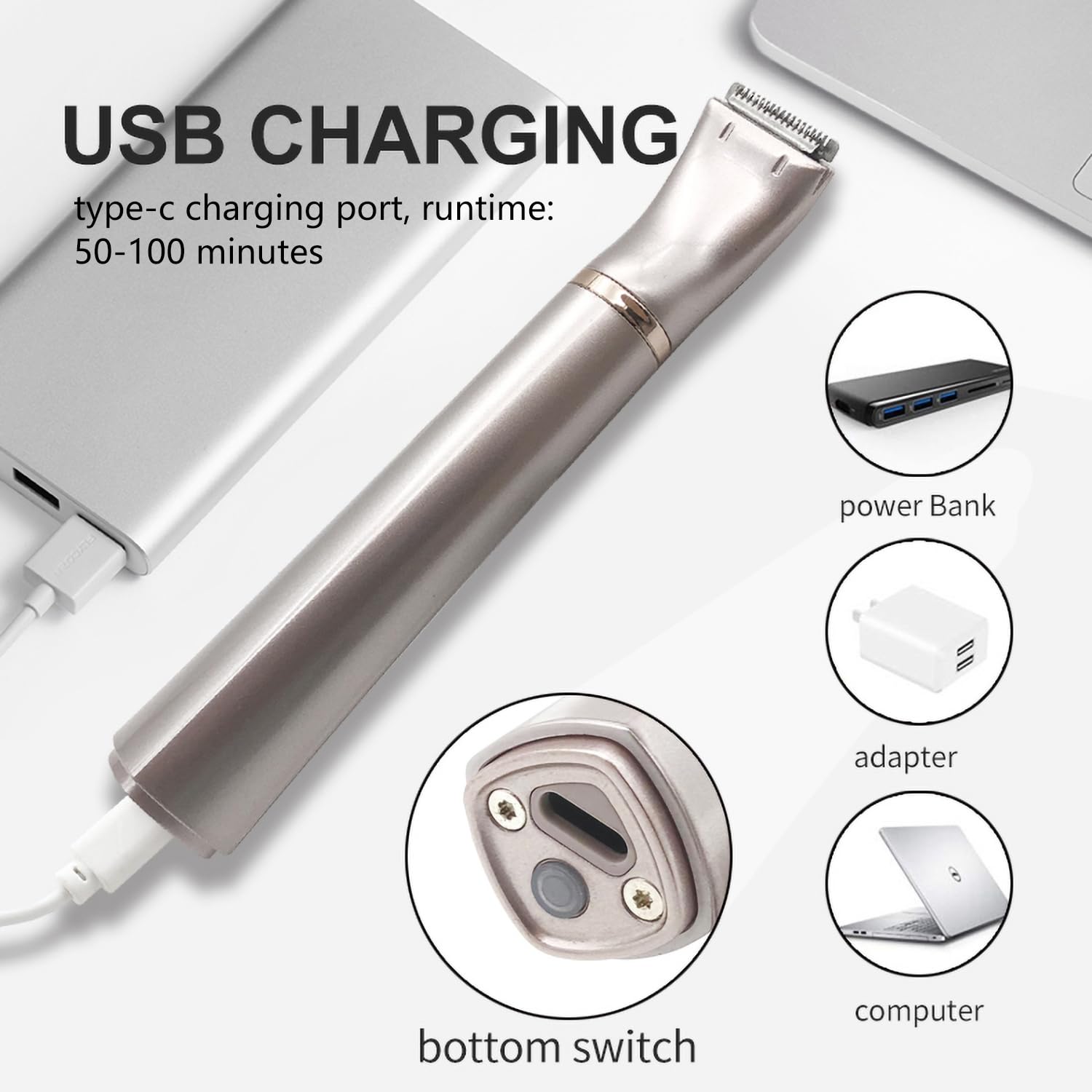 Women's Electric Shaver - 3-in-1 Painless Hair Remover for Face & Body | Rechargeable Lady Shaver for Smooth Skin | Perfect for Travel, Gym & Quick Hair Removal at Home