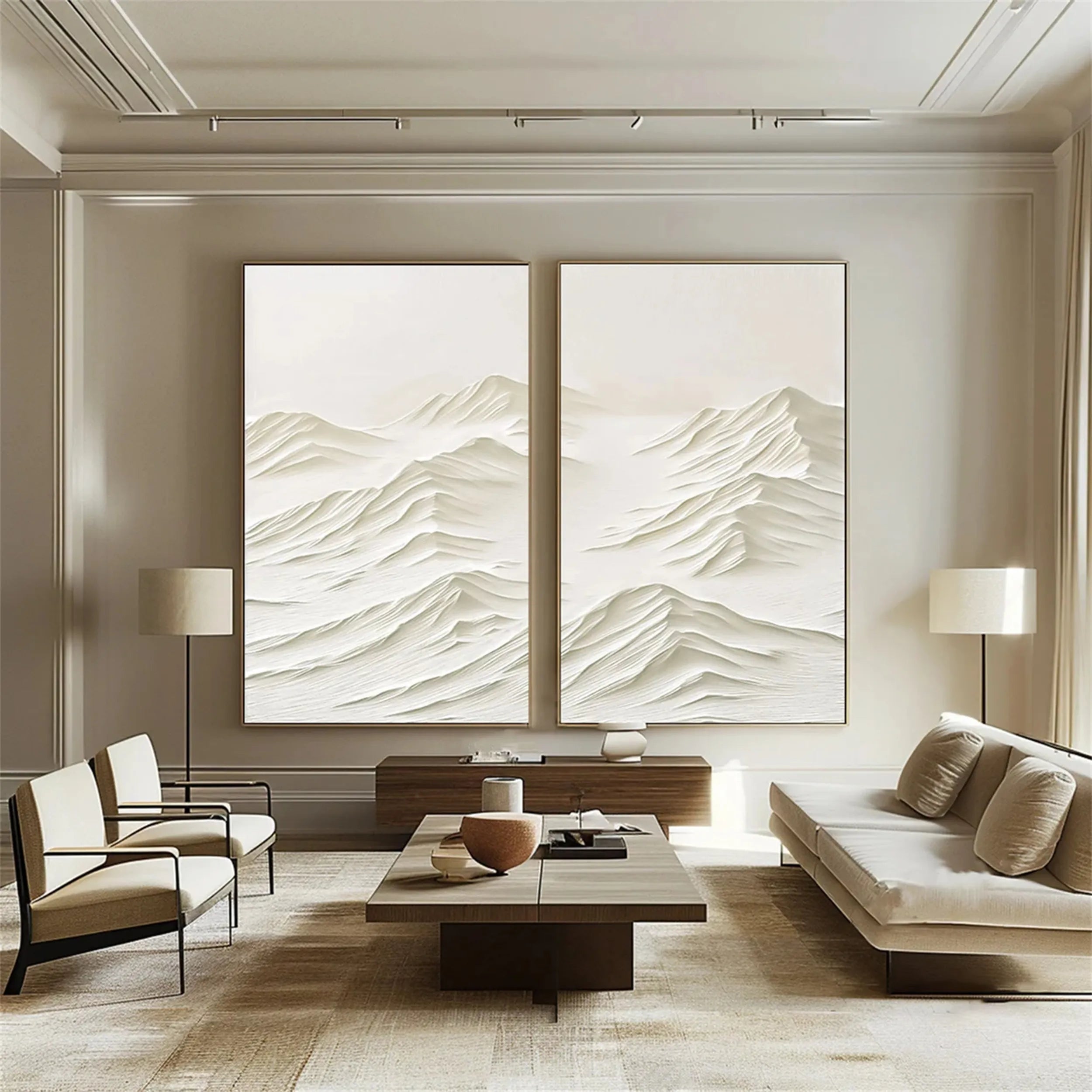 Minimalist Textured Plaster Art Painting Set of 2 - Modern Abstract Wall Decor for Living Room, Bedroom & Office #MM254