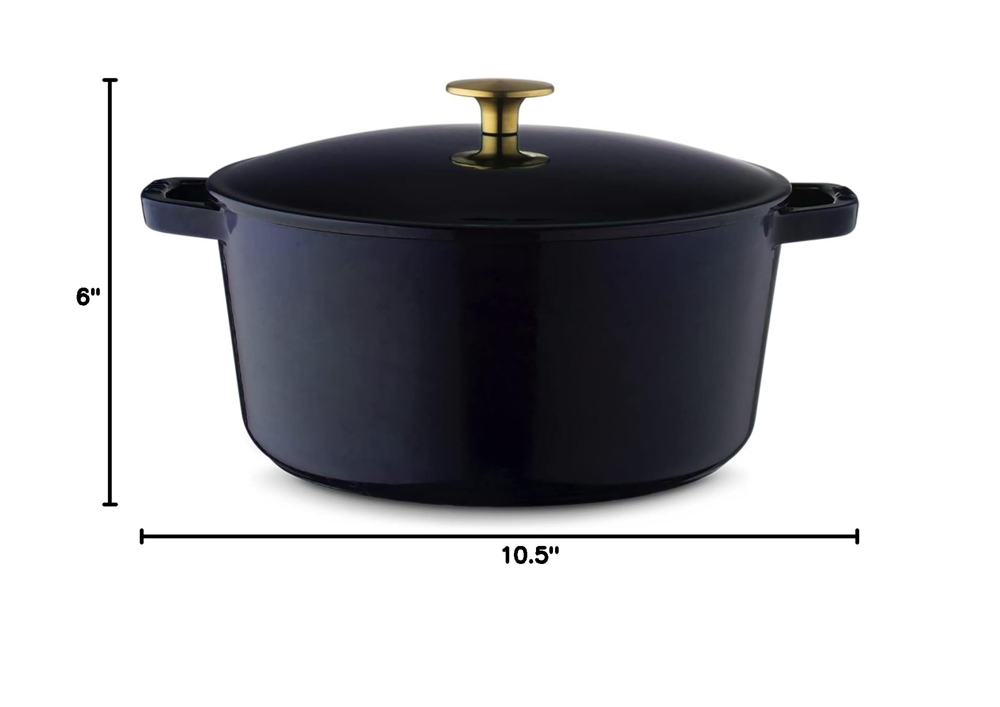 Premium 5.5-Quart Enameled Cast Iron Dutch Oven with Lid – Navy Blue & Gold Knob | Oven & Dishwasher Safe Enamel Coating | Perfect for Braising, Stewing & Baking | Ideal for Soups, Casseroles & Bread Making