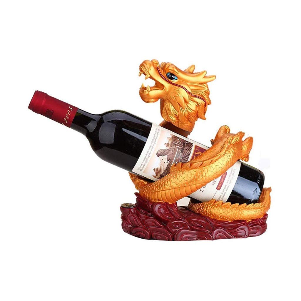 Premium Resin Carved Gold Dragon Wine Bottle Holder - Elegant Wine Rack for Bar, Home Decor & Cellar Storage - Perfect for Wine Enthusiasts & Gift Giving