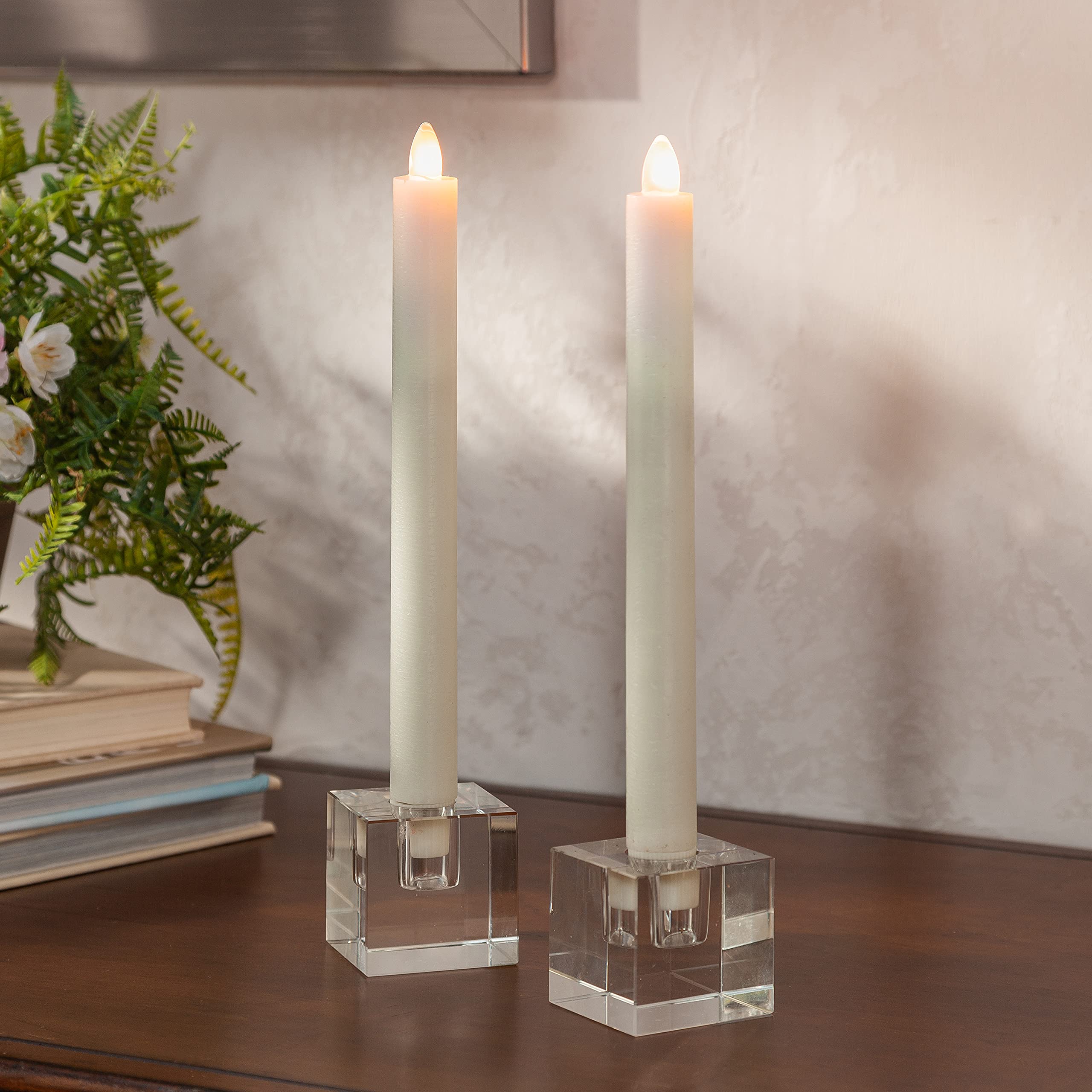 Aurora® Flame Wax Taper Candles - 2 Pairs (4pc Set) for Romantic Dinners, Wedding Decor & Home Ambiance