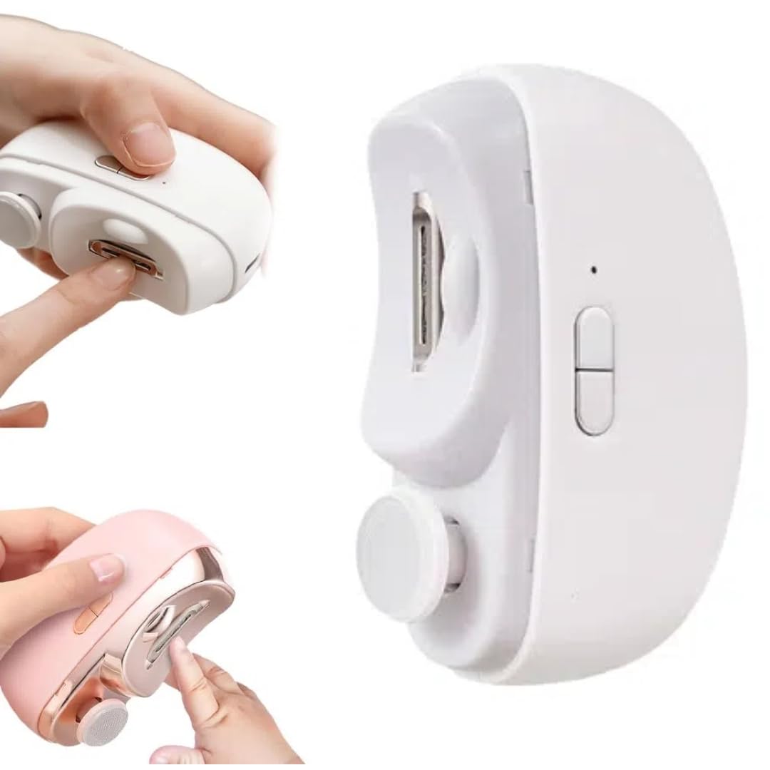2025 New Automatic Electric Nail Clipper for Seniors & Adults - Safe Toenail & Fingernail Trimmer with Polishing Function for Thick Nails (White) | Perfect for Women, Men, Students & Baby Care at Home or Travel