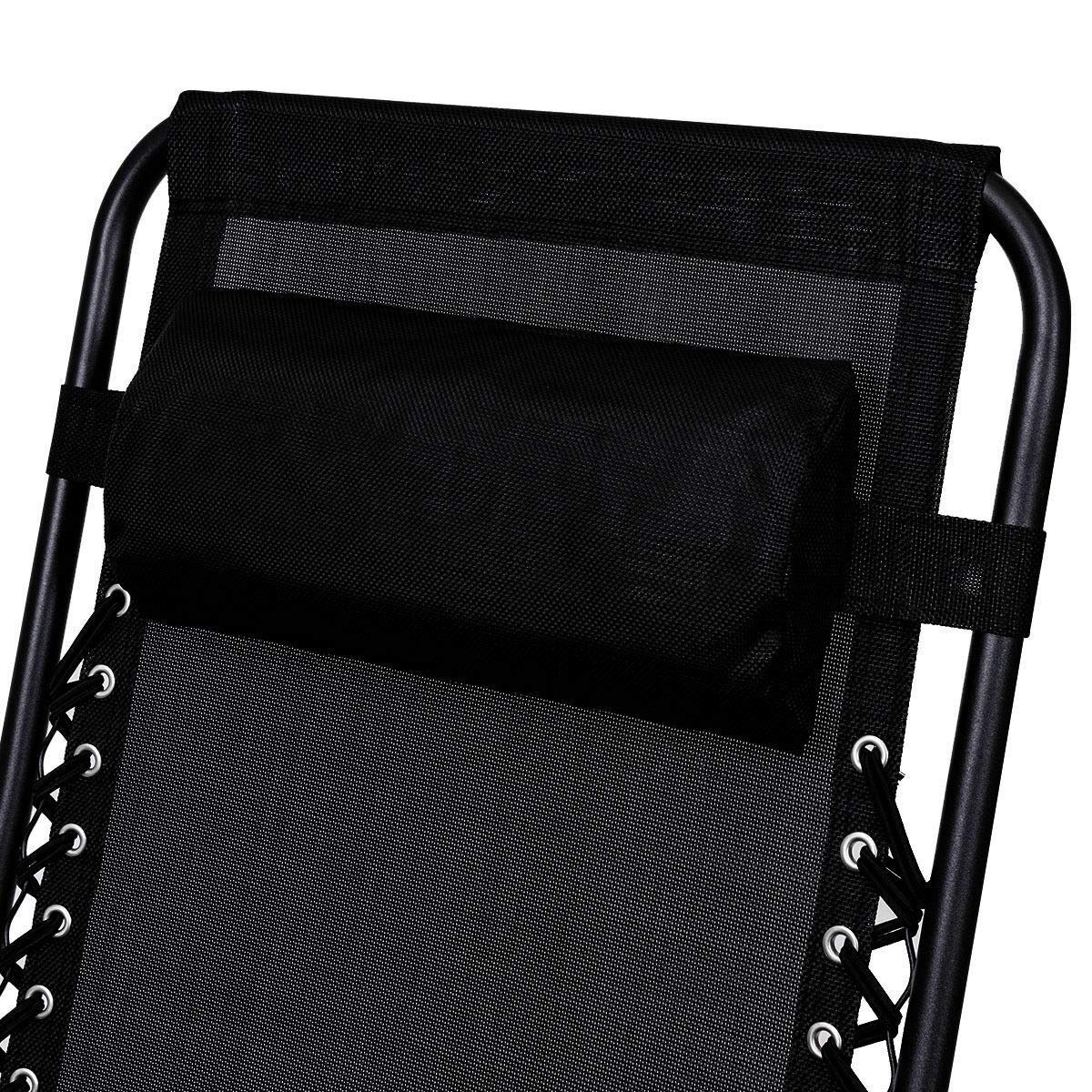 Premium Folding Zero Gravity Recliner Lounge Chair with Side Table - 3-Piece Patio Set for Camping, Beach, Backyard & Poolside Relaxation - Heavy Duty & Portable Outdoor Furniture in Black