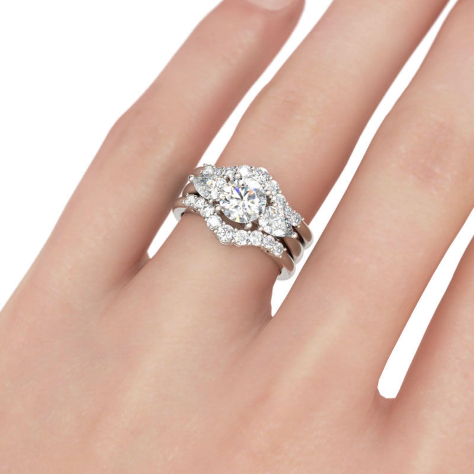 Jeulia 3-Stone Round Cut Sterling Silver Ring Set for Women - Anniversary, Birthday Gift for Wife & Girlfriend with Elegant Jewelry Box | Perfect for Proposals, Engagements & Special Occasions