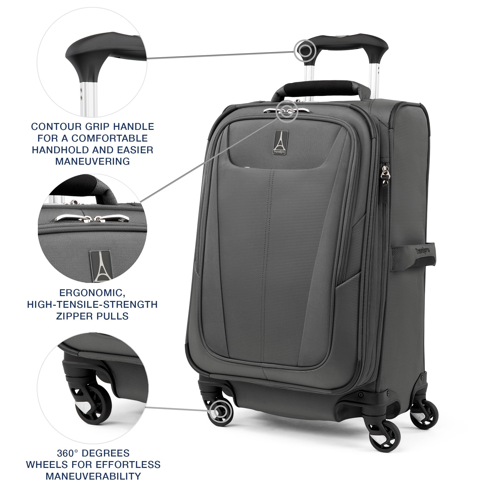 **Travelpro Maxlite 5 Expandable 21-Inch Carry-On Luggage with 4 Spinner Wheels – Lightweight Softside Suitcase for Men & Women (Shadow Grey) – Perfect for Air Travel & Business Trips**