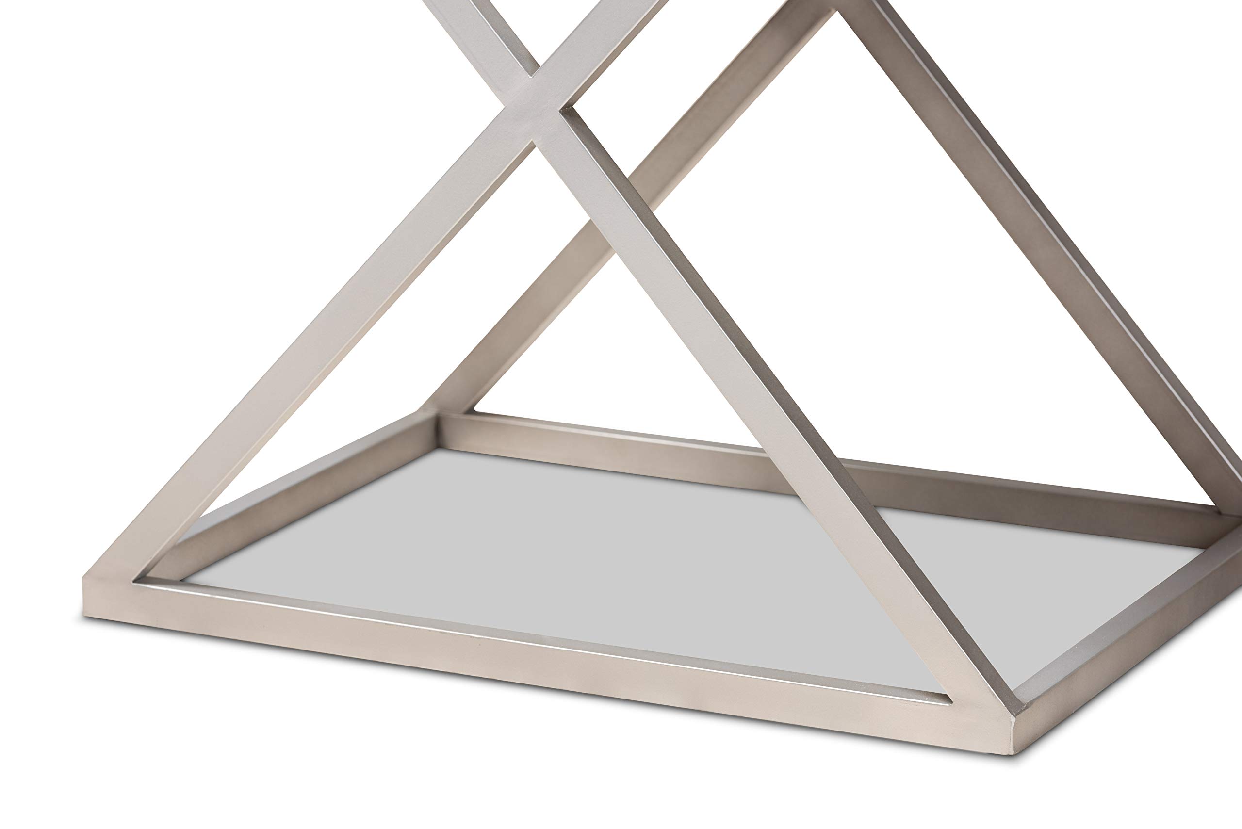 Baxton Studio Modern Nightstand - Silver and Black Bedside Table with Drawer for Bedroom Furniture | Perfect for Small Spaces, Apartment, and Guest Room