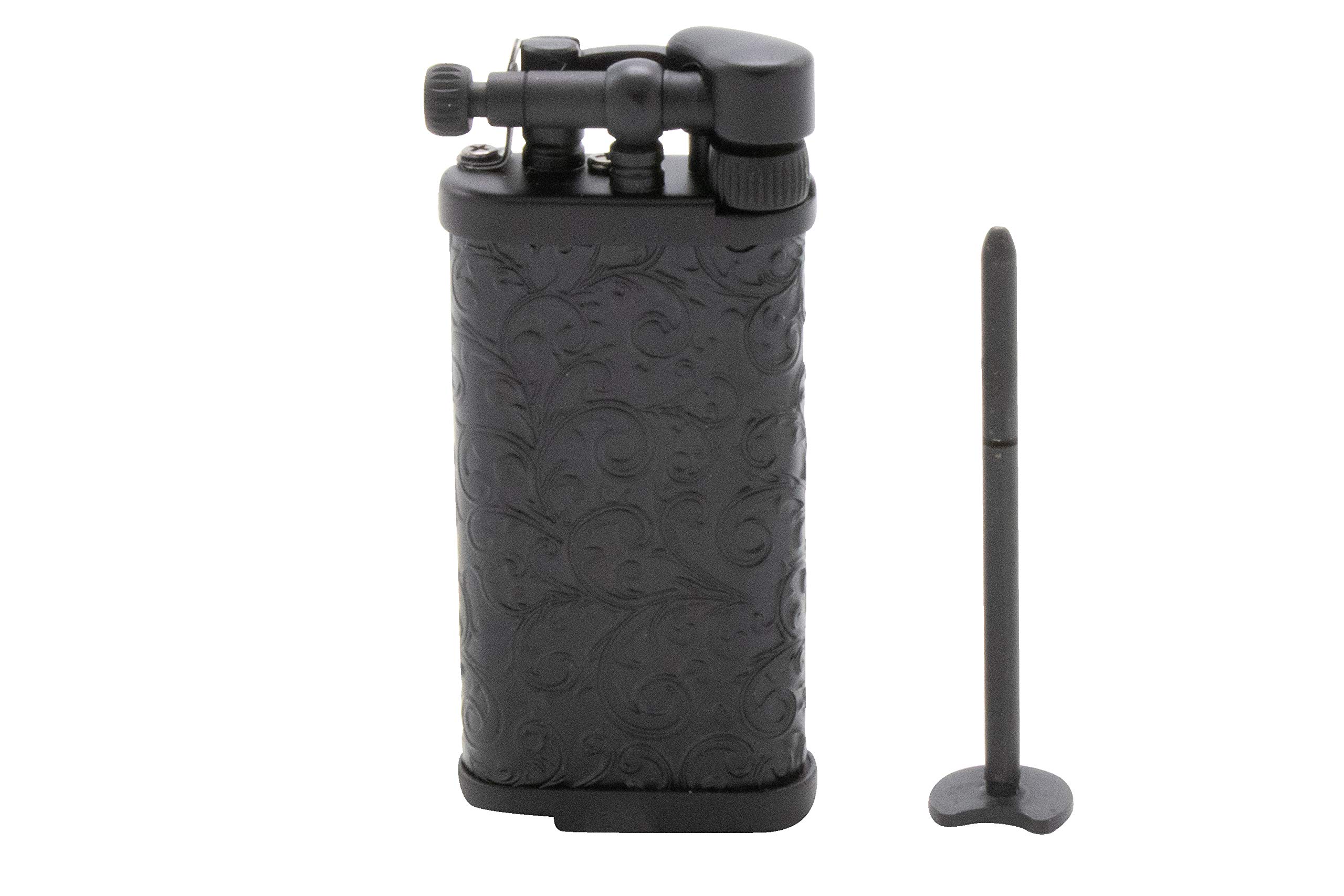 IM Corona Old Boy Arabesque Black Pipe Lighter - Premium Butane Lighter for Tobacco Pipes - Perfect for Pipe Smokers & Collectors - Ideal for Outdoor Use, Travel & Gifts