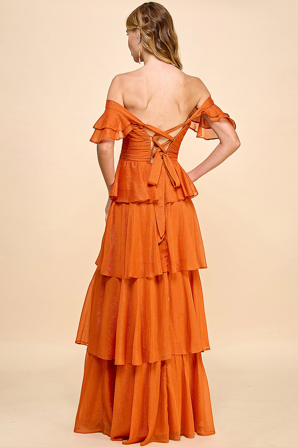 Clementine Maxi Dress - Orange Shimmer Flowy Long Dress for Women | Perfect for Summer Beach Vacations, Parties & Casual Outings