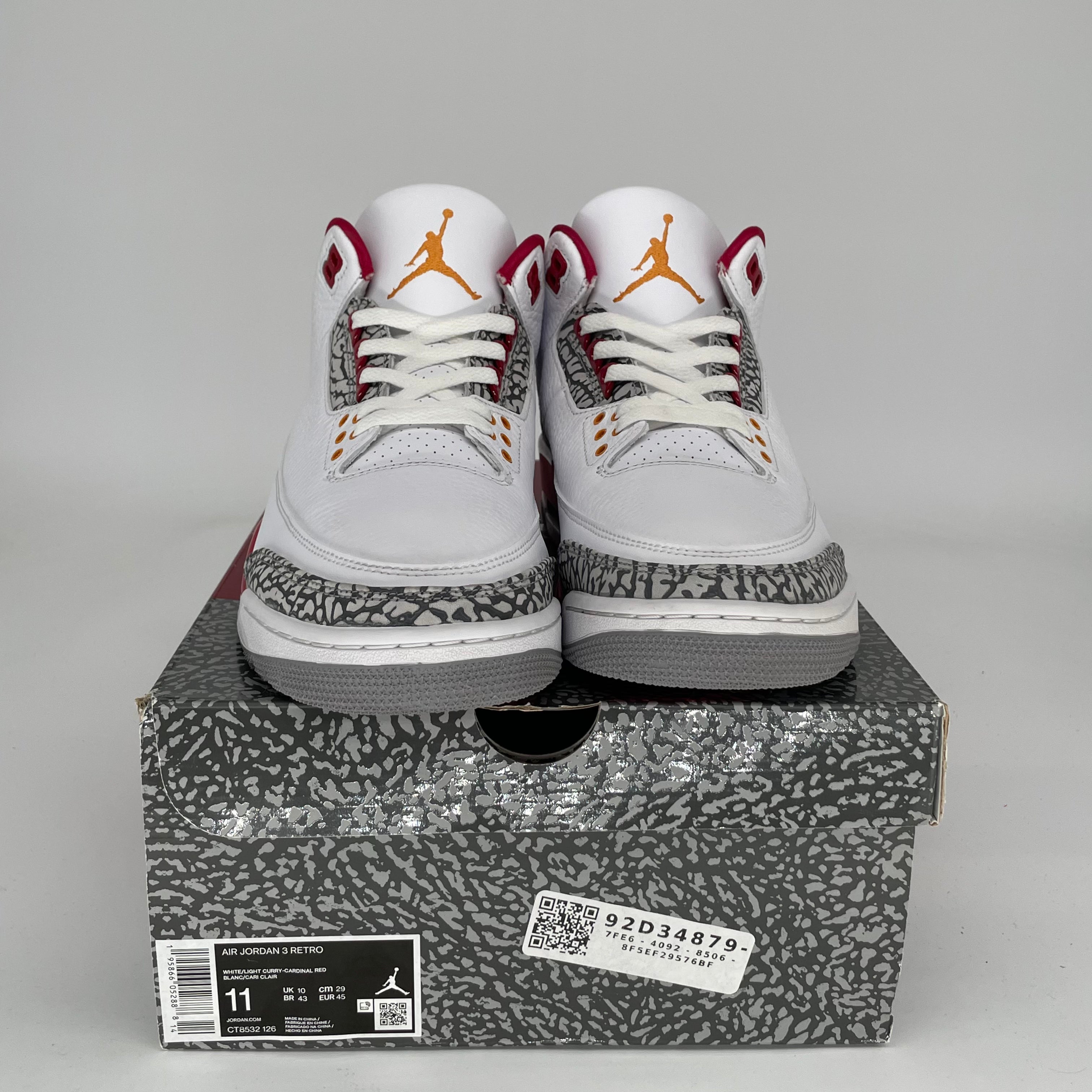 AIR JORDAN 3 Cardinal Red Retro Sneakers - Men's Size 11 (CT8532-126) | Authentic Basketball Shoes for Sports & Streetwear Fashion
