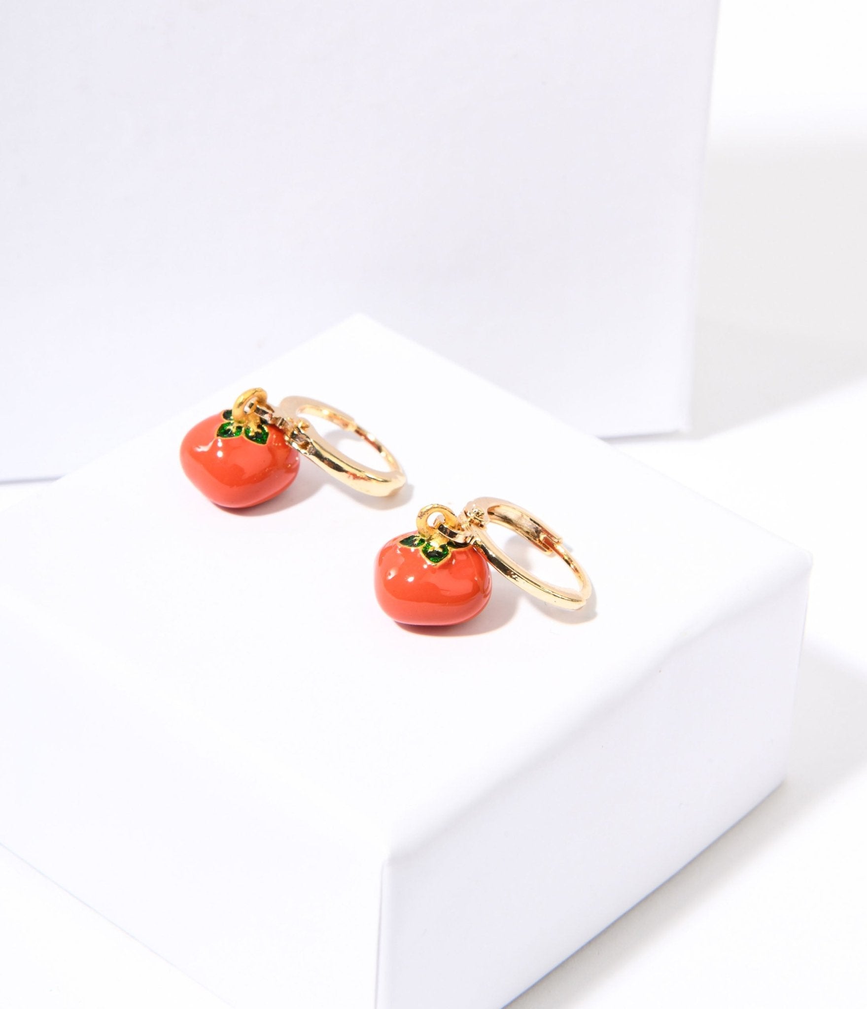 Tomato Huggie Drop Earrings for Women - Cute Dangle Hoop Earrings, Hypoallergenic & Lightweight - Perfect for Everyday Wear, Parties & Gifts