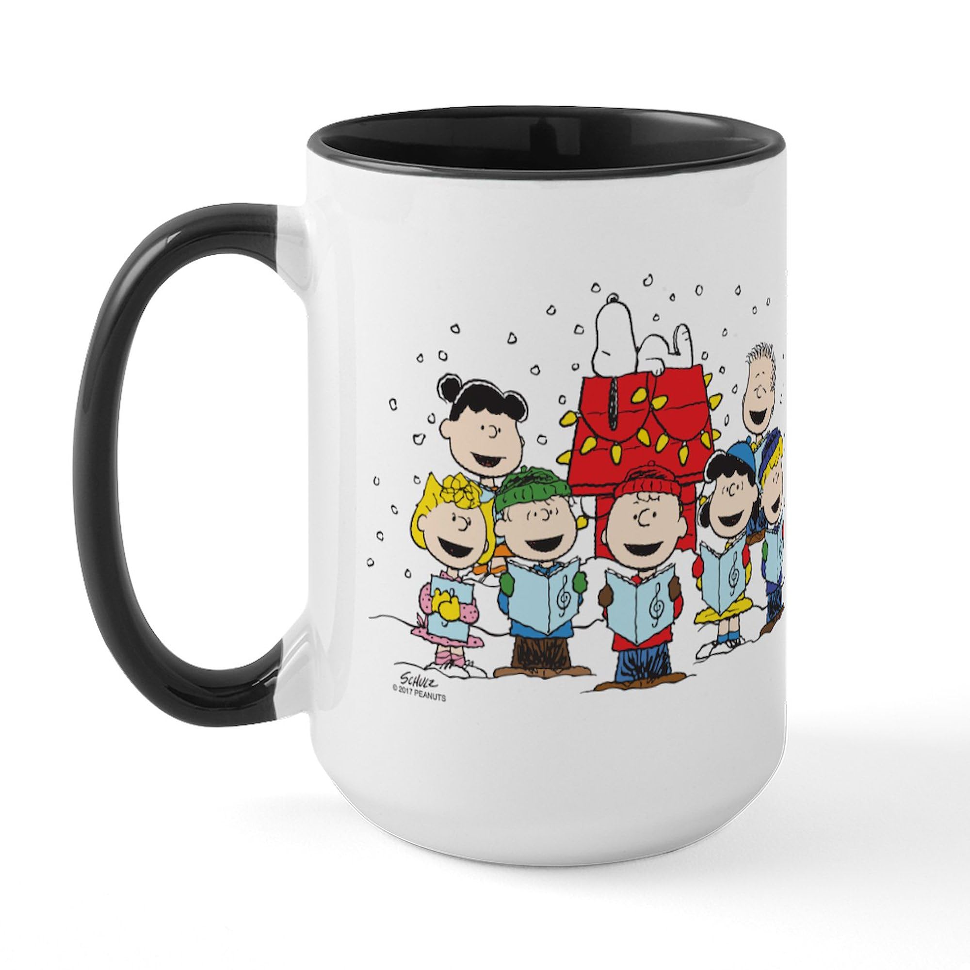Peanuts Gang Christmas 15 oz (444 ml) Ceramic Coffee Mug - Snoopy & Charlie Brown Holiday Design - Perfect for Hot Cocoa, Tea & Coffee Gifts