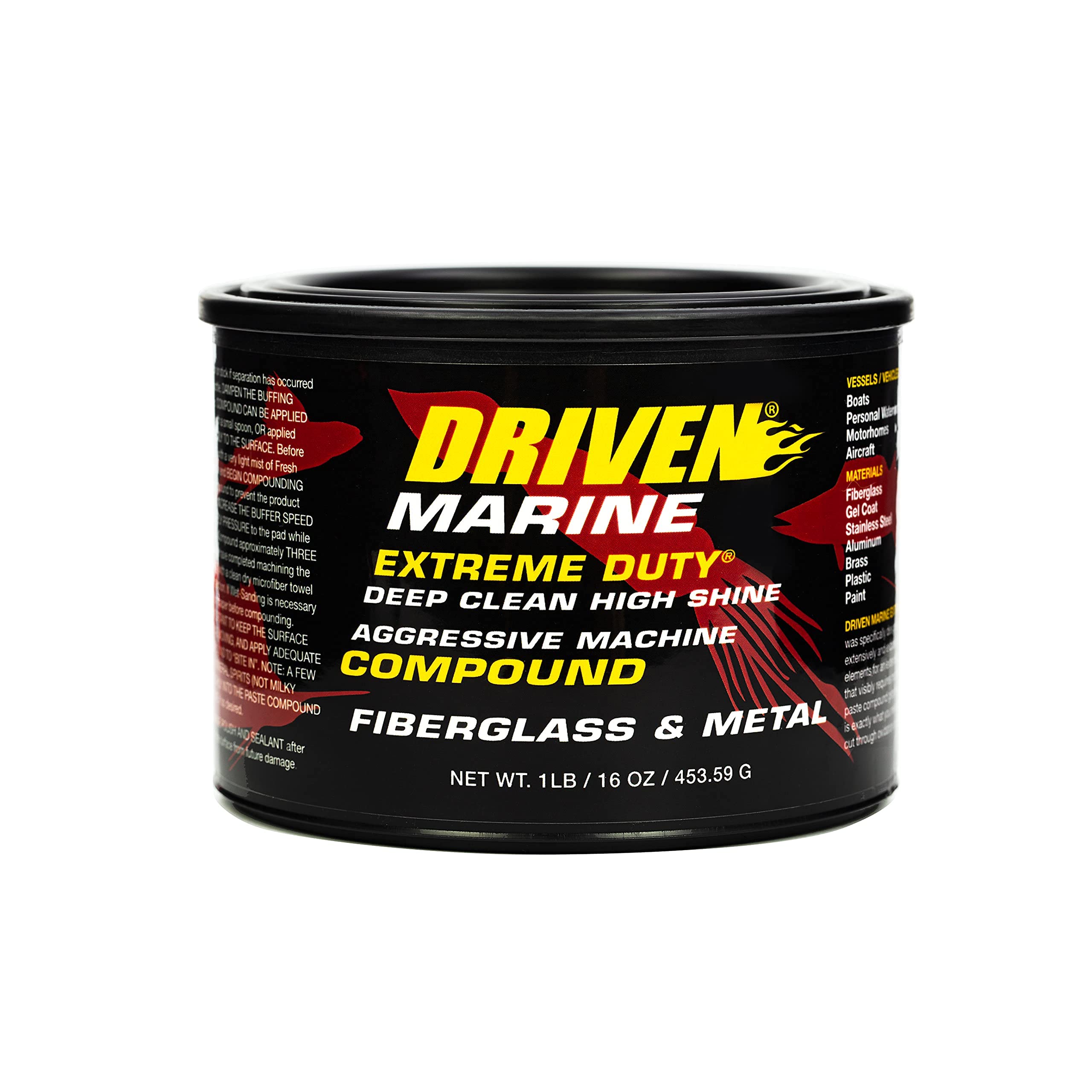 DRIVEN Marine Polish & Machine Paste Compound Kit with 100% Twisted Wool Pad & White Foam Pad - Boat, RV & Auto Detailing & Restoration