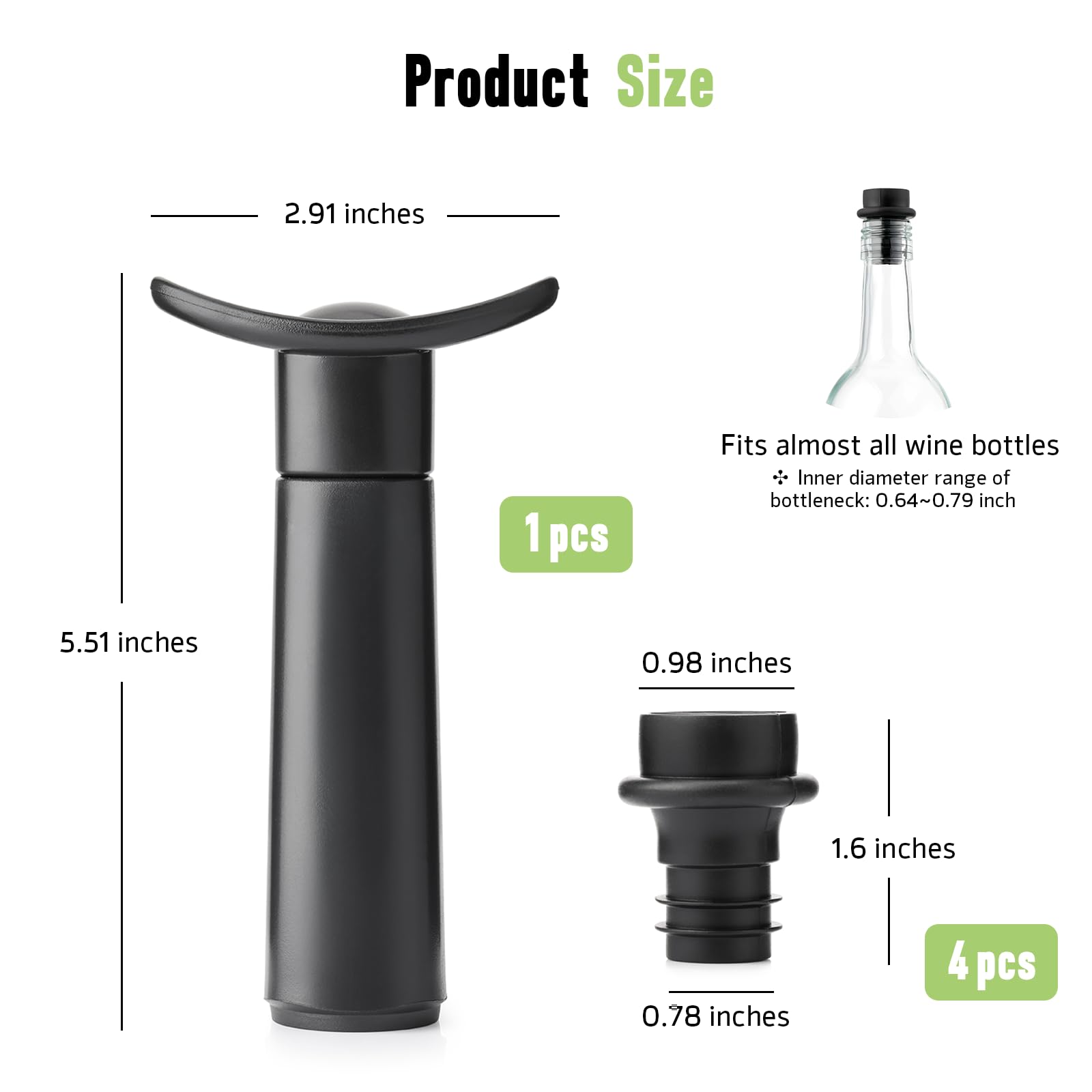 OWO Wine Vacuum Pump with 4 Stoppers - Premium Wine Saver & Preserver Kit | Reusable Air Remover Pump for Fresh Wine Preservation | Perfect for Home Bars, Restaurants & Wine Enthusiasts