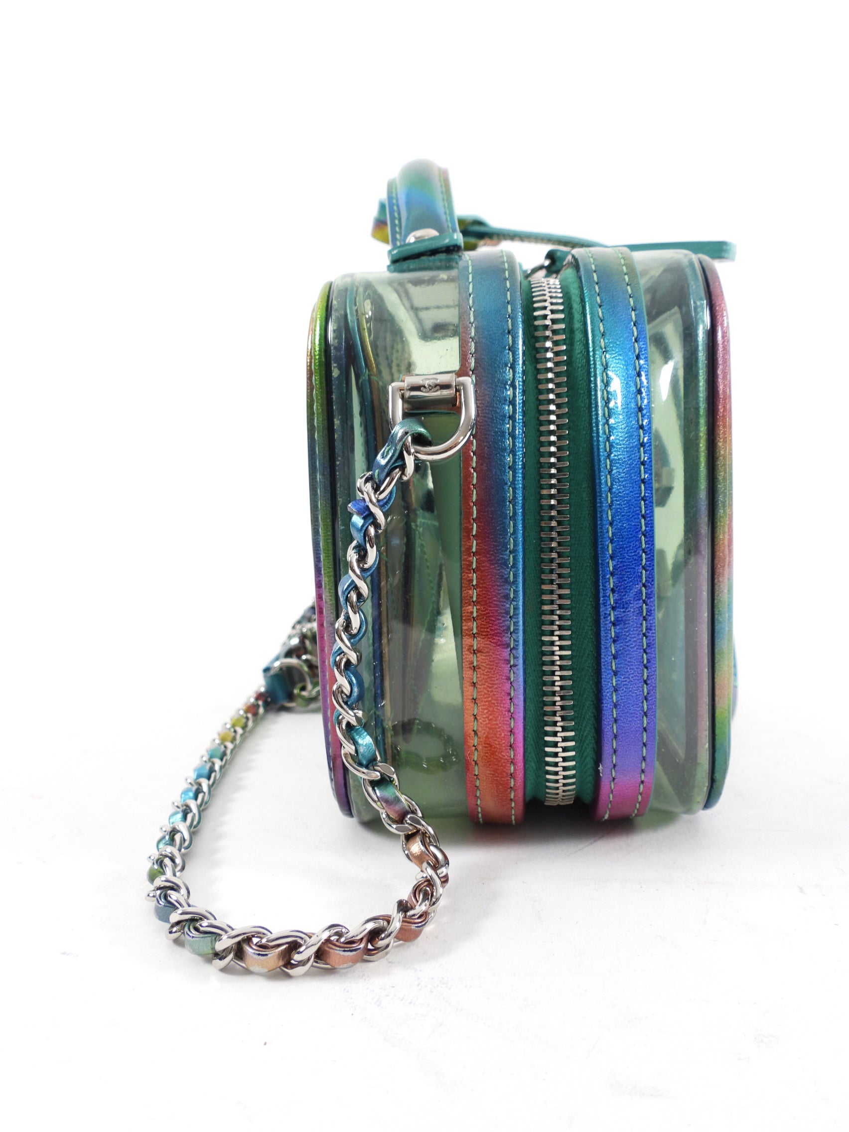 Chanel 20C Iridescent Rainbow Filigree Clear PVC CC Vanity Case - Luxury Designer Cosmetic Bag for Women, Perfect for Travel & Everyday Use