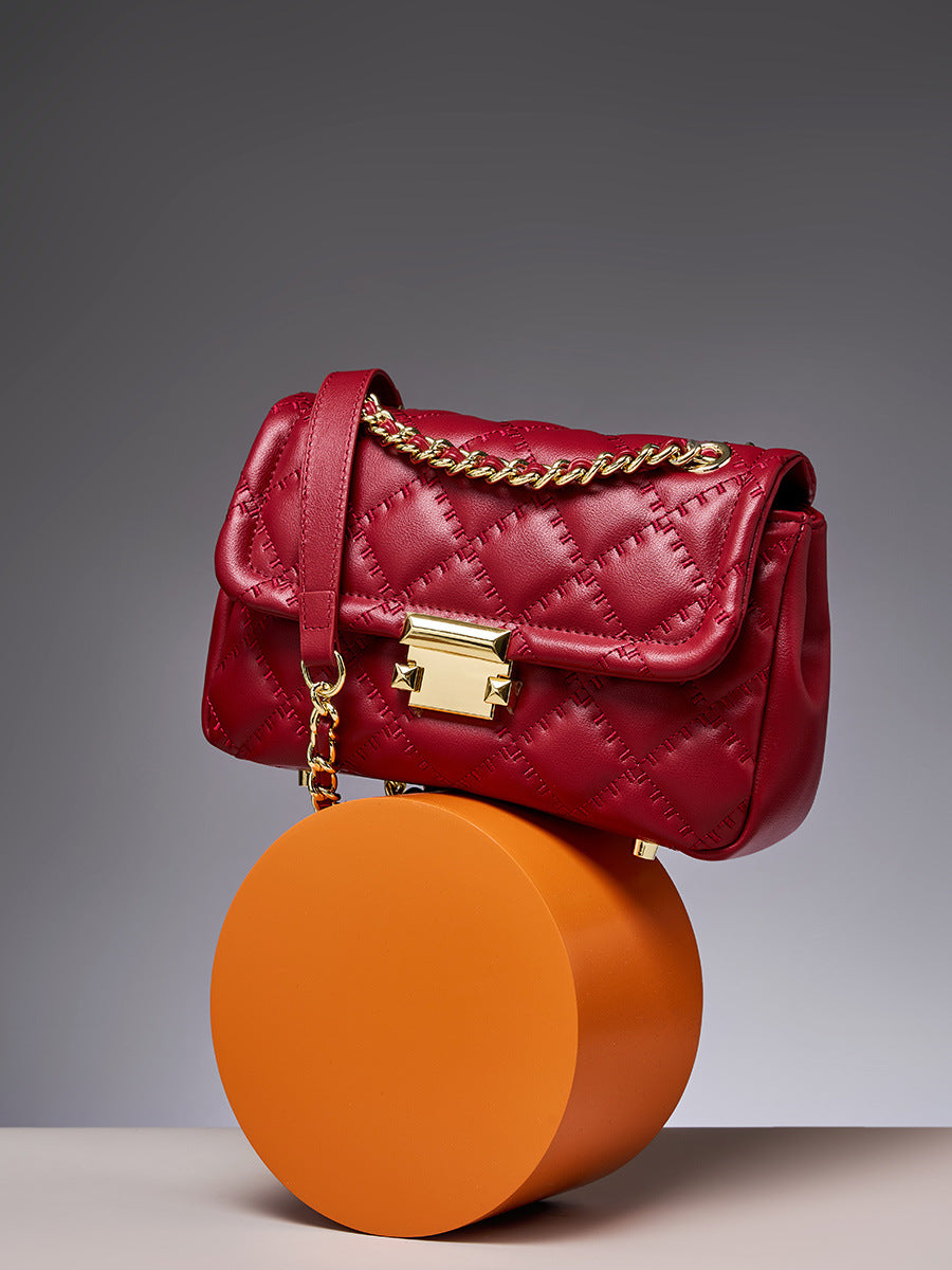 Quilted Leather Crossbody Bag with Chain Strap - Stylish & Durable for Women | Perfect for Parties, Dating & Daily Use