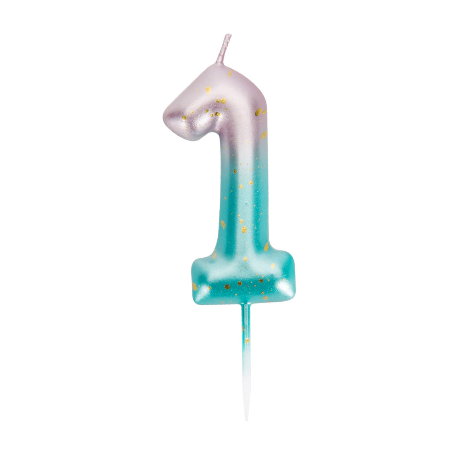Gradient Color Number Birthday Candles (1) - Pink to Green Cake Topper Decoration for Kids & Adults Parties, Anniversaries | Perfect for Birthday Cakes, Cupcakes, and Celebration Desserts