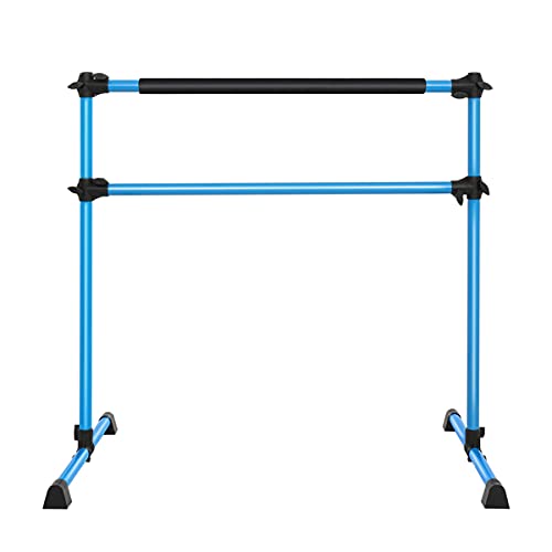 4FT Adjustable Freestanding Ballet Barre Portable Double - Heavy Duty Dance Barre for Home, Studio, Gym & Fitness Training - Perfect for Ballet, Stretching, Dance Practice & Workouts