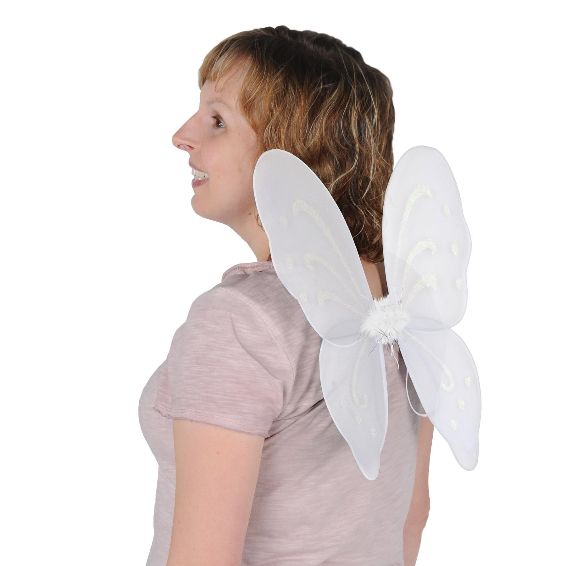 12 Pack Beistle Halloween Nylon Fairy Wings - White Costume Accessories for Kids & Adults - Perfect for Halloween Parties, Cosplay, and Dress-Up