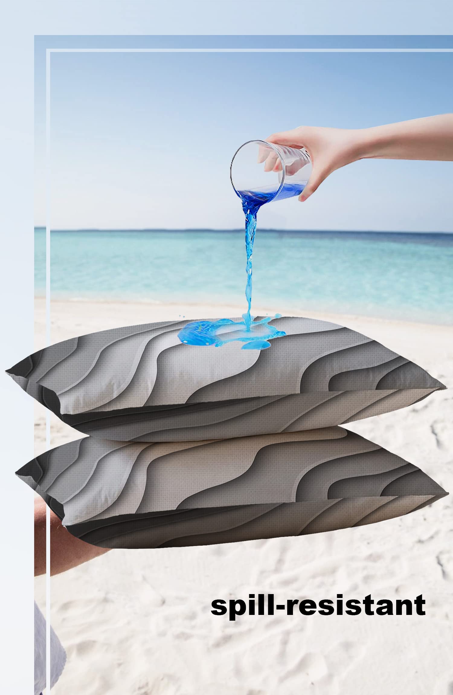 Waterproof Outdoor Throw Pillow Cover Set of 2 - Gray Modern Geometric Lumbar Pillowcases 20x12 Inches, Abstract Beach Decor for Patio Furniture, Couch & Garden - Perfect for Outdoor Living, Poolside Lounging & Coastal Home Decor