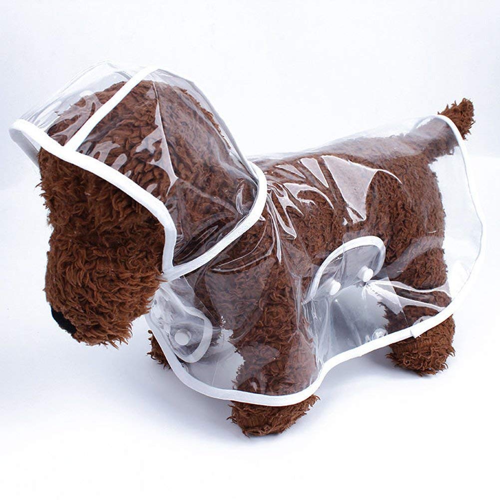 HongGun Waterproof Pet Raincoat - Transparent Dog Rain Jacket for Small Dogs & Puppies, Fashionable & Durable Rainwear (XS, White) - Perfect for Walking in Rainy Weather & Outdoor Adventures