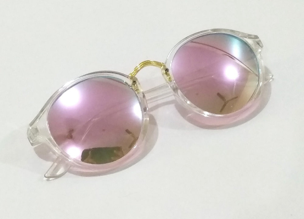 Stylish Purple Round Mirror Sunglasses for Men & Women - Trendy UV Protection SW0017 - Perfect for Beach, Driving & Outdoor Activities