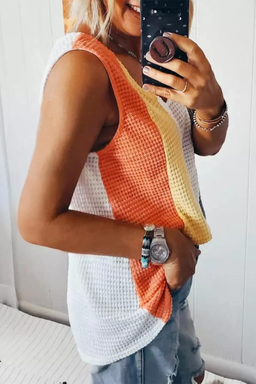 Cute Women's Twist Front Tops - Summer Casual Sleeveless Waffle Knit Shirts & Tank Blouses | Perfect for Beach Outings, Date Nights & Summer Vacations