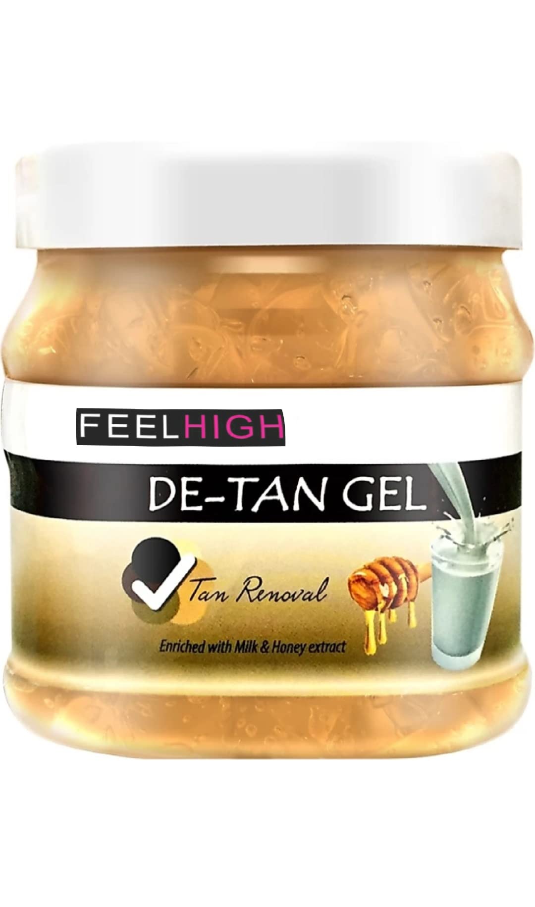 Feelhigh Detan & Hydrate Facial Cream - Milk & Honey Enriched Skin Revitalizer for Tan Removal & Moisturizing - 500ml Jar - Perfect for Daily Skincare & Sun-Damaged Skin Recovery