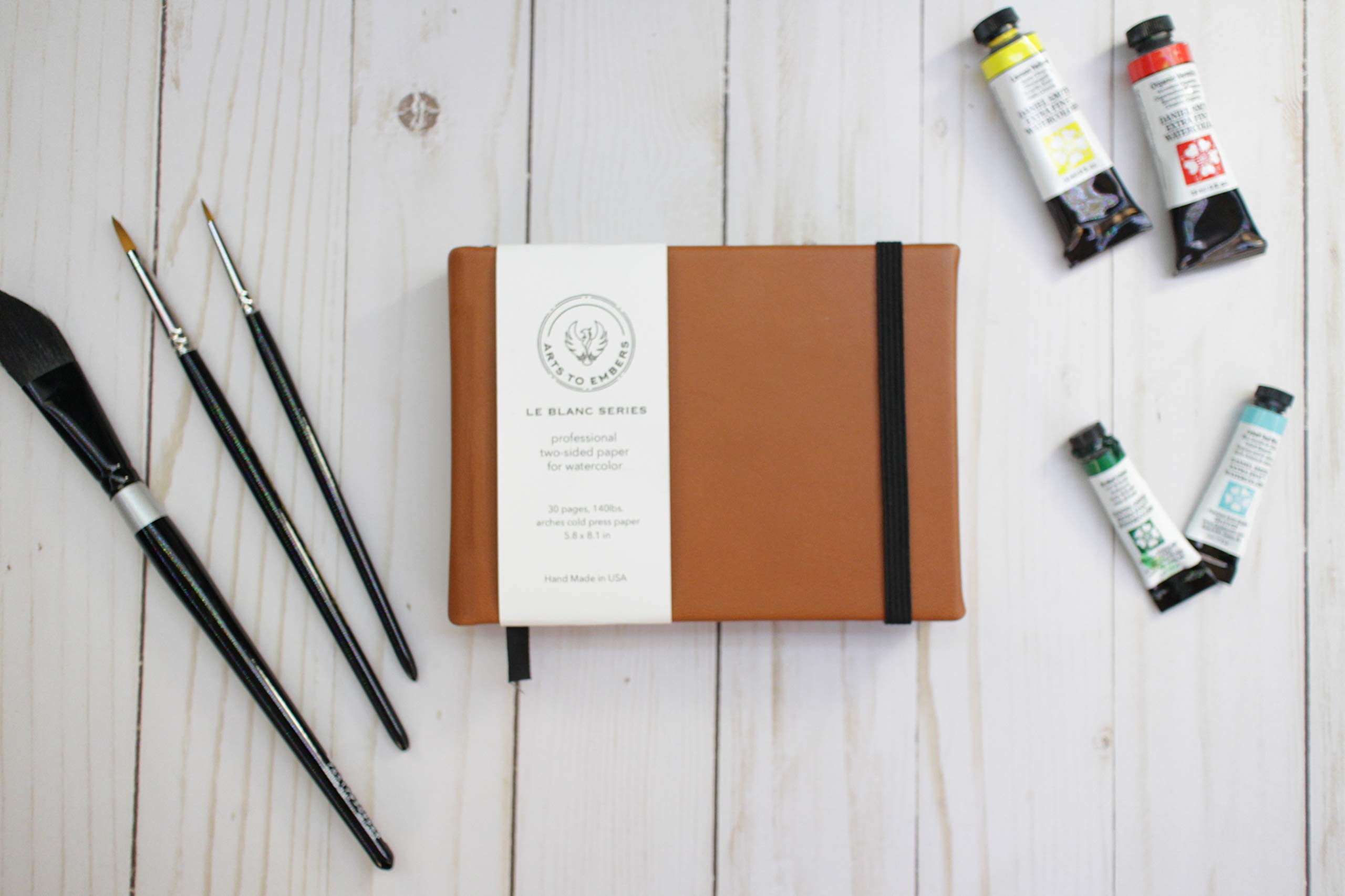 Premium A6 Leather Sketchbook - Brown Cognac Watercolor Journal for Artists & Travelers, Perfect Gift for Sketching, Painting & Note-Taking