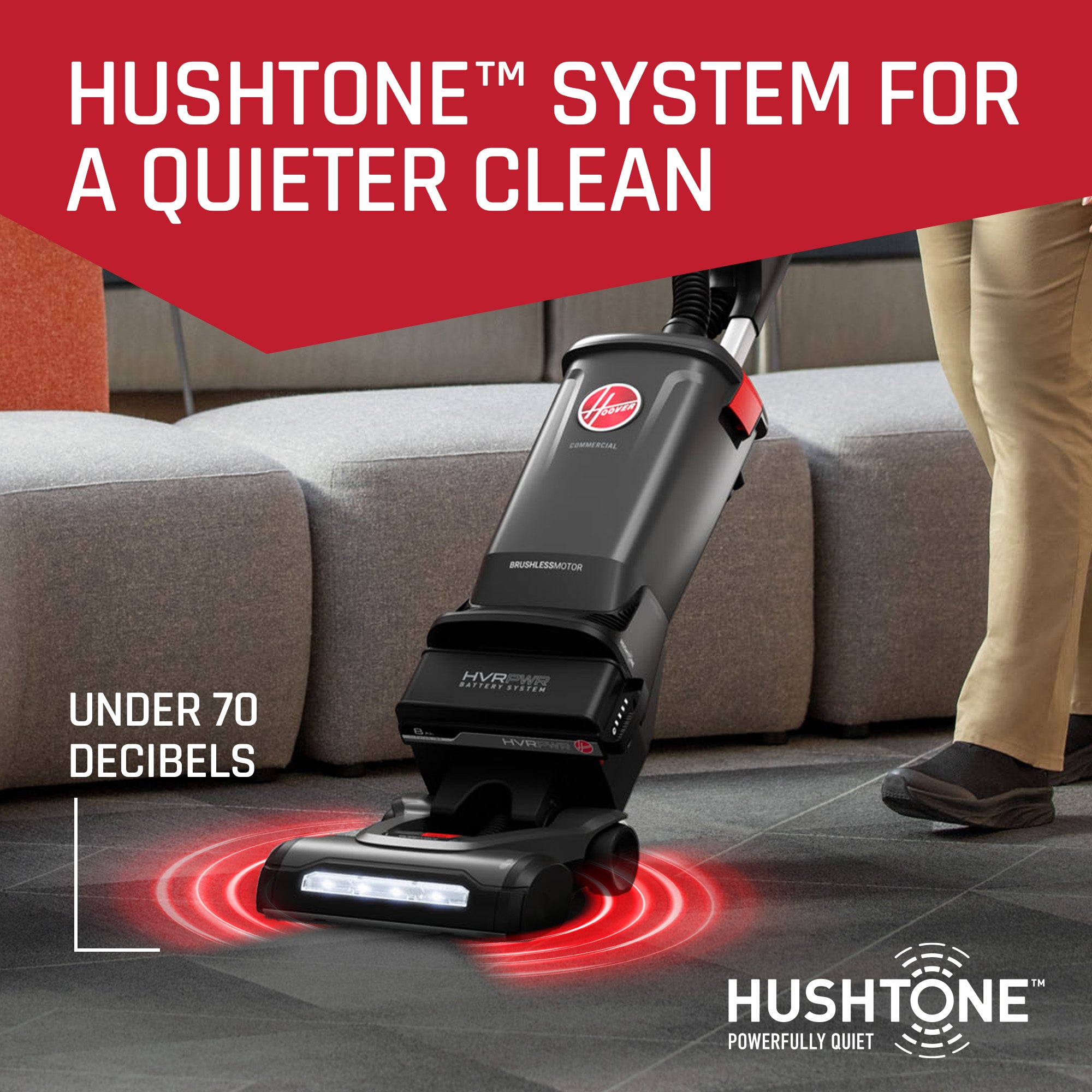 40V Brushless 12-Inch Commercial Upright Vacuum Cleaner - Powerful HVRPWR Model with Tools (Battery Not Included) - Ideal for Large Spaces, Warehouses & Heavy-Duty Cleaning