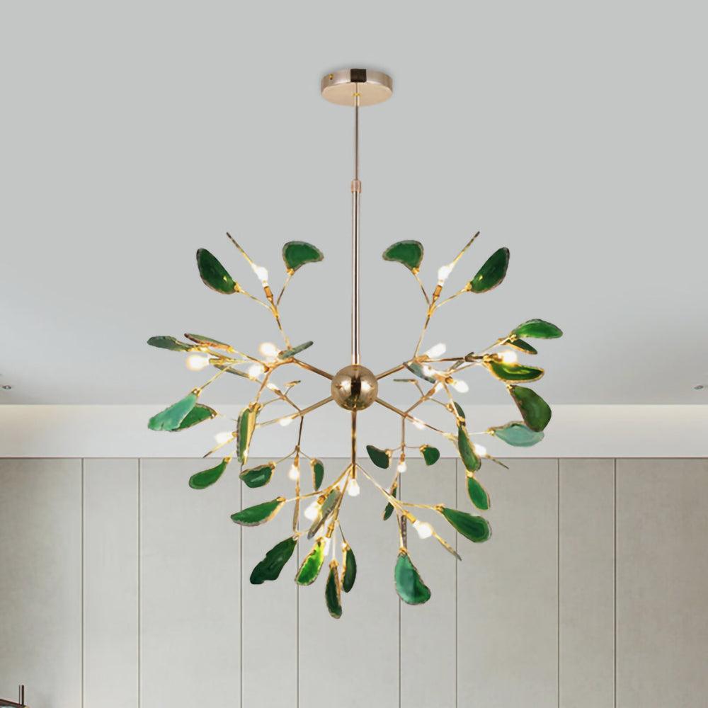 Elegant Agate Flake Chandelier - Natural Stone Crystal Ceiling Light Fixture for Dining Room, Living Room & Bedroom Decor