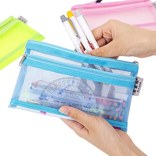 4 Pack Mesh Zipper Pouch Set - Waterproof Cosmetic Organizer Bags for Makeup, Office Supplies & Travel Accessories (Ideal for Travel, Gym, Toiletries & Daily Organization)