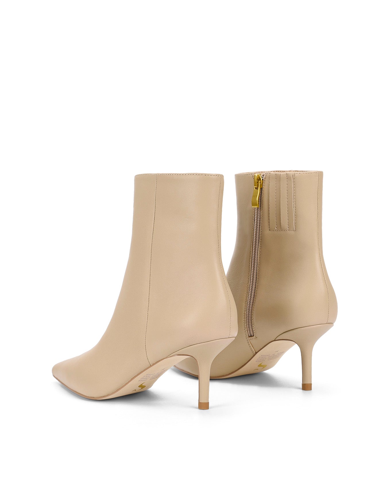 Yosha Women's Nude Leather Ankle Boots - Comfortable Low Heel Booties for Work, Office & Casual Outfits