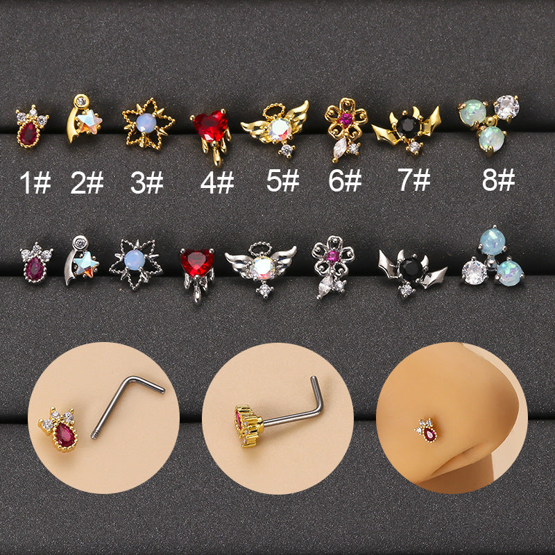 20G Surgical Steel Angel Wing Nose Ring & Nose Stud Piercing Jewelry - Hypoallergenic Body Jewelry for Cartilage, Septum or Nostril Piercing | Perfect for Everyday Wear, Parties and Special Occasions