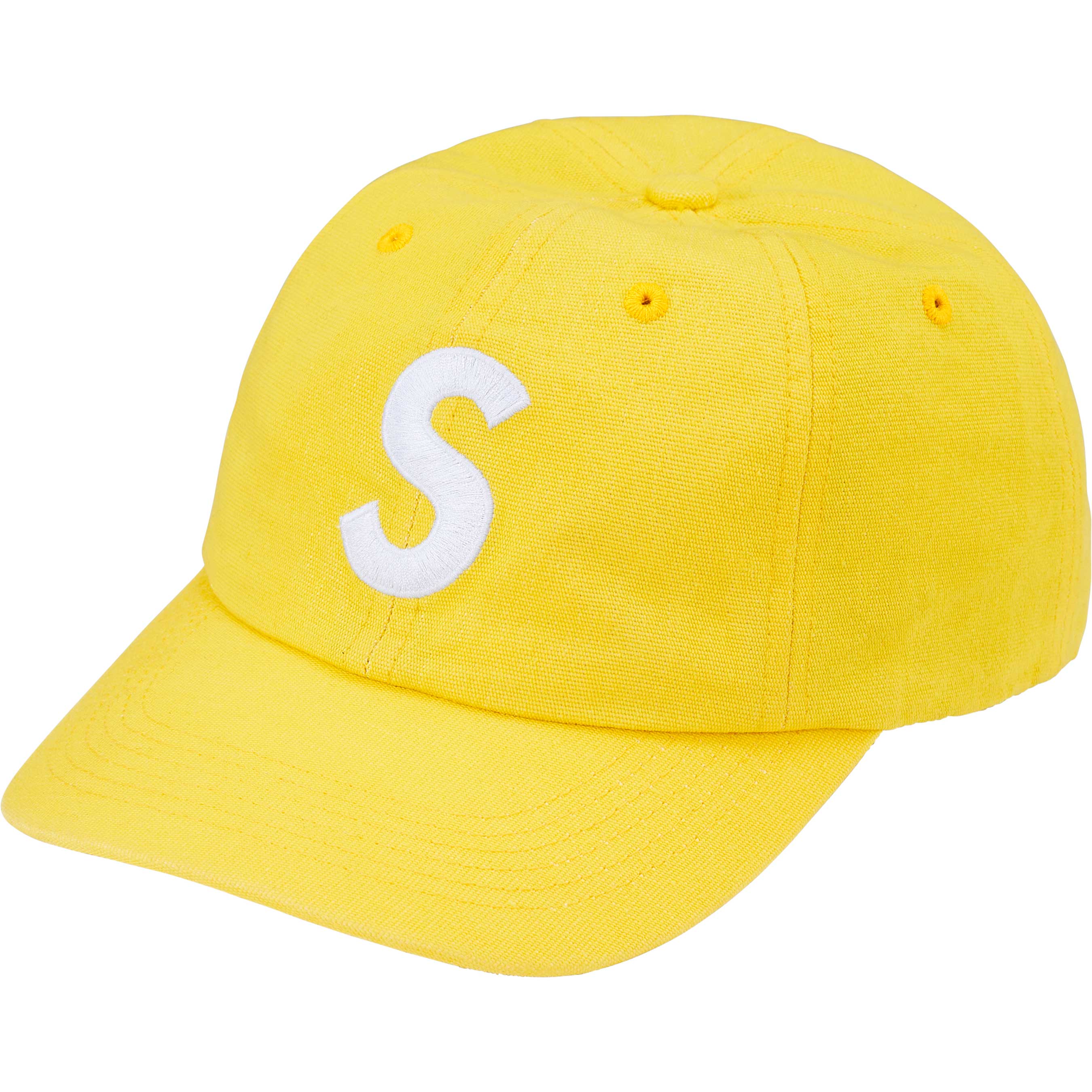 Supreme Cordura® Denim S Logo 6-Panel Cap - Yellow Baseball Hat for Men & Women | Streetwear Fashion, Urban Style, Casual Wear