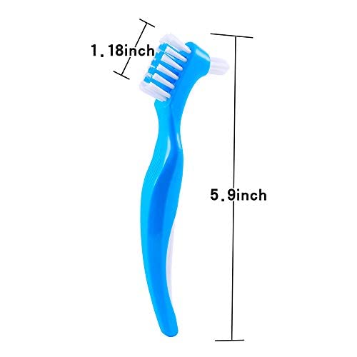 2 Pack Denture Cleaning Toothbrush with Multi-Layered Bristles - Soft & Hard Bristle Options for False Teeth Care - Perfect for Daily Denture Cleaning at Home or Travel