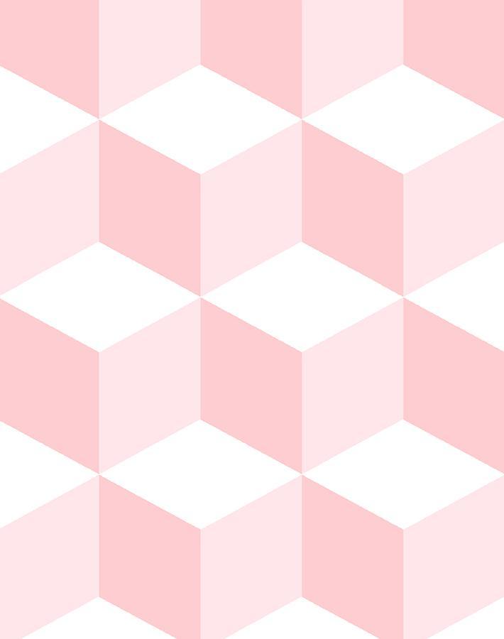 Wallshoppe 'Ice Cubist' Pink Geometric Wallpaper - Modern Abstract Design for Living Room, Bedroom & Home Decor