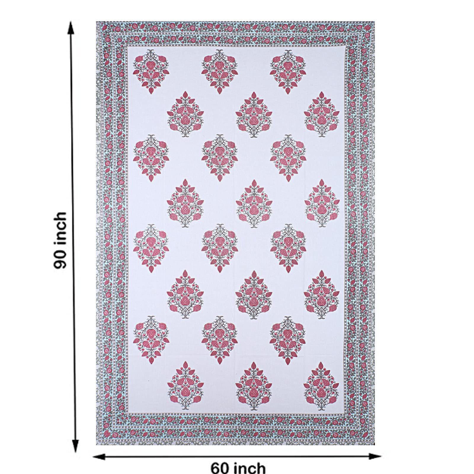URBANO HOMZ 6 Seater Rectangular Cotton Table Cloth, 145cm x 220cm, Floral Red and Teal Design, Perfect for Dining Tables, Parties, and Outdoor Gatherings