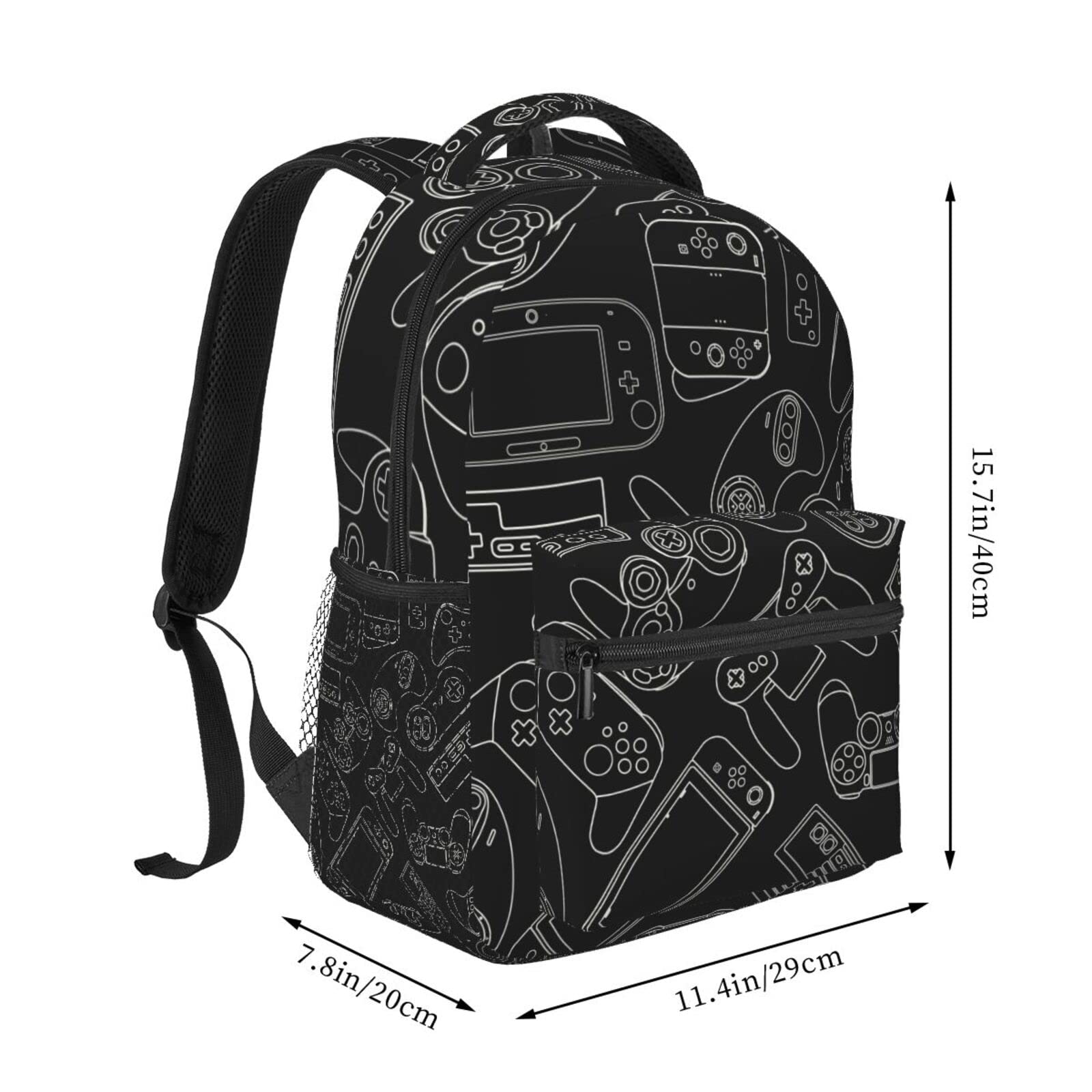 Fiokroo Gaming Backpack for Laptop & Travel - Black Video Game Controller Design, Multiple Pockets, Durable School Bag for Students, Teens, Men & Women | Perfect for School, Work, Travel & Gaming Conventions