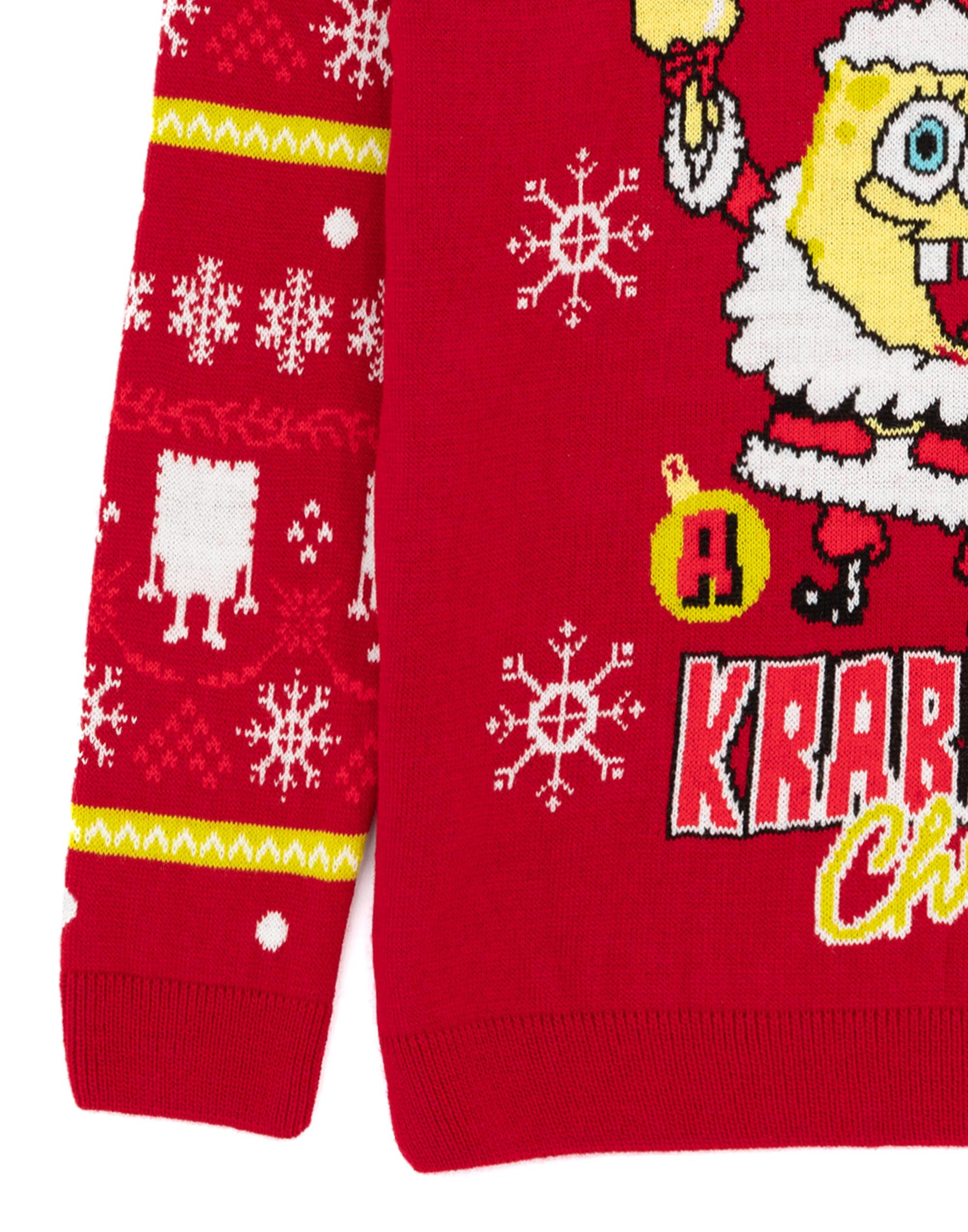 SpongeBob SquarePants Christmas Sweater for Kids - Festive Red Knit Santa Krabby Holiday Pullover for Boys & Girls | Perfect Gift for Christmas Parties, Family Photos & Winter Celebrations