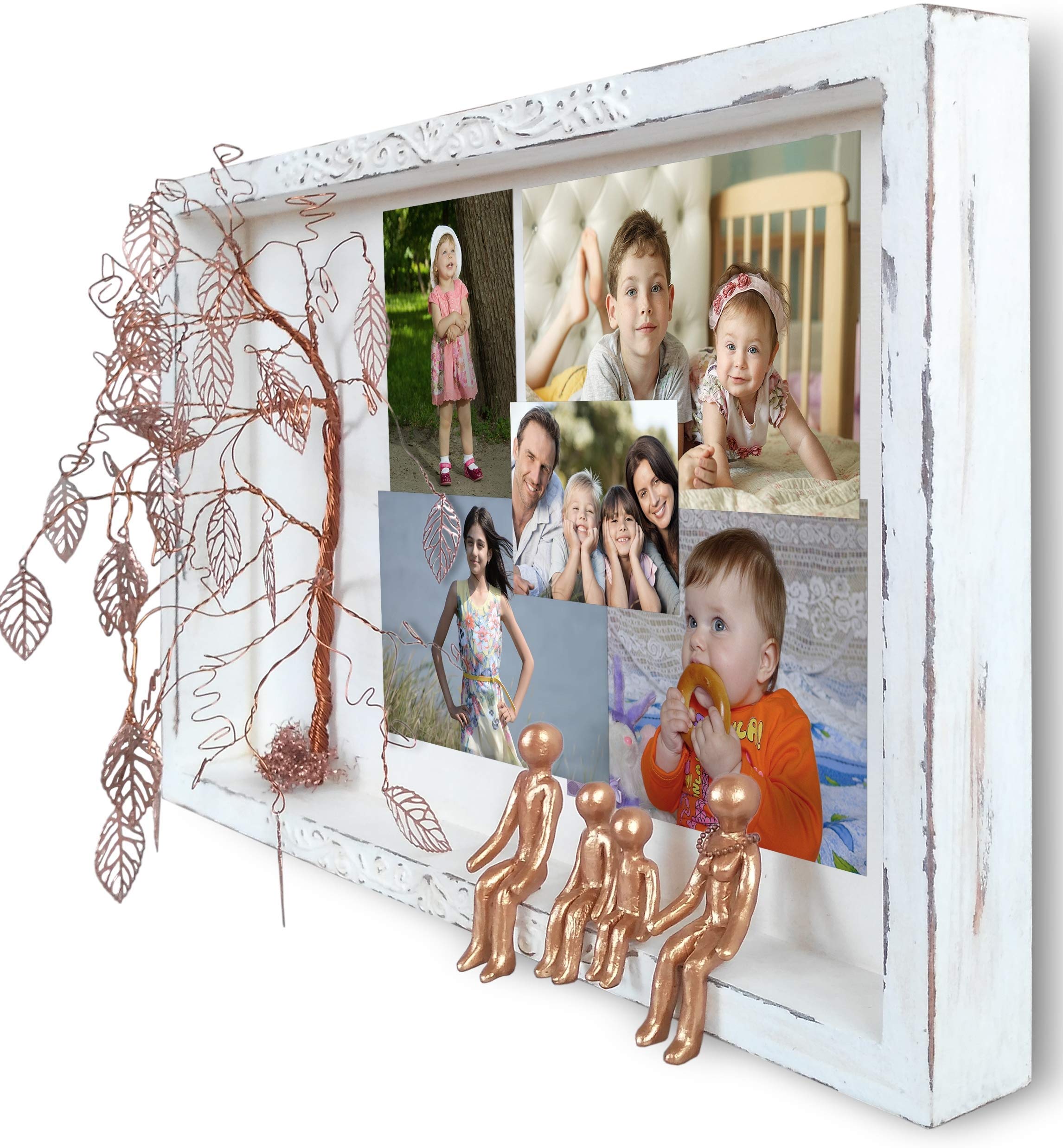 Personalized Bronze Willow Tree Family of 4 Figurine - 8th, 19th Wedding Anniversary Gift for Parents & In-Laws - Wall Charmers Shabby Chic Home Decor - Perfect for Family Photo Collages & Special Occasions