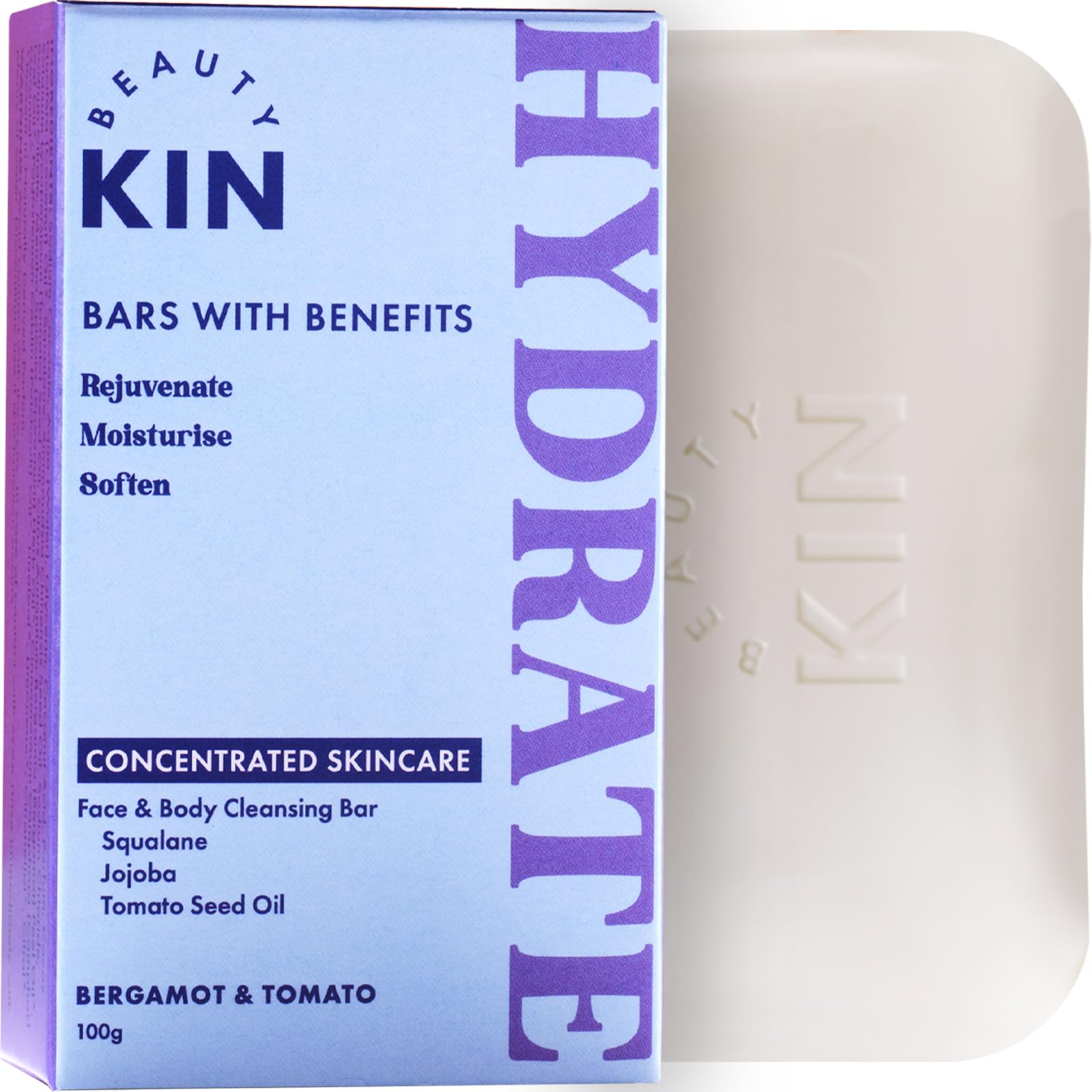Hydrating Face & Body Cleansing Bar with Squalane & Jojoba Oil - Moisturizing Soap for Dry, Tight & Mature Skin - Improves Elasticity & Restores Suppleness - Paraben Free Vegan Soap - Perfect for Daily Shower & Skincare Routine