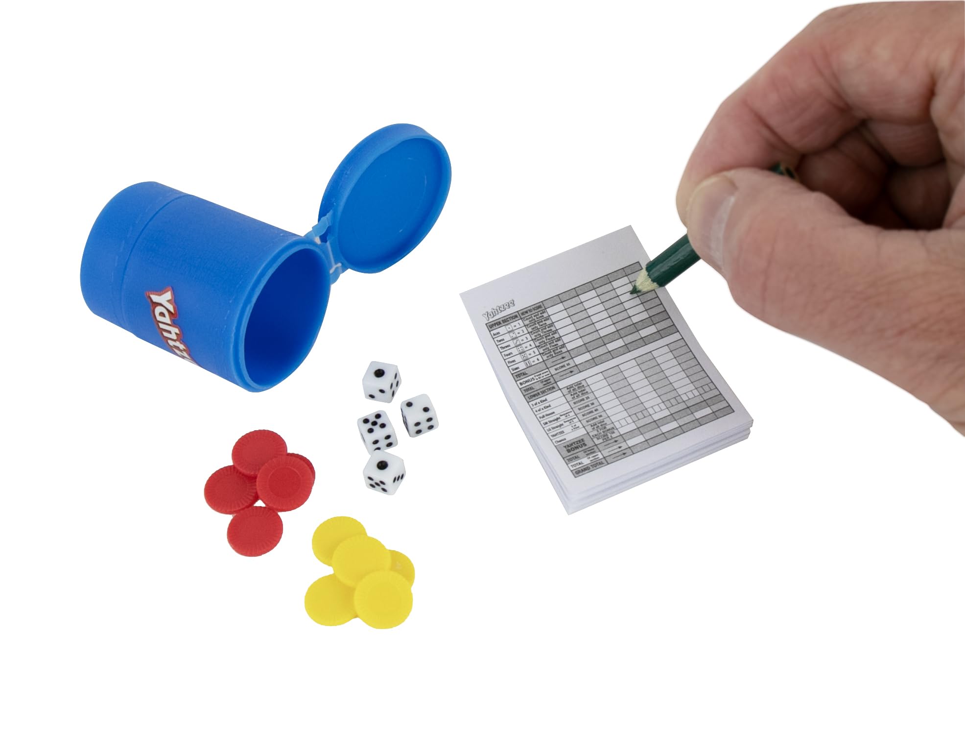 Hasbro Gaming Miniature Yahtzee - World's Smallest Travel Board Game for Families, Kids & Adults | Perfect for Game Nights, Parties & Road Trips | Compact & Portable Dice Game for 2+ Players Ages 8+