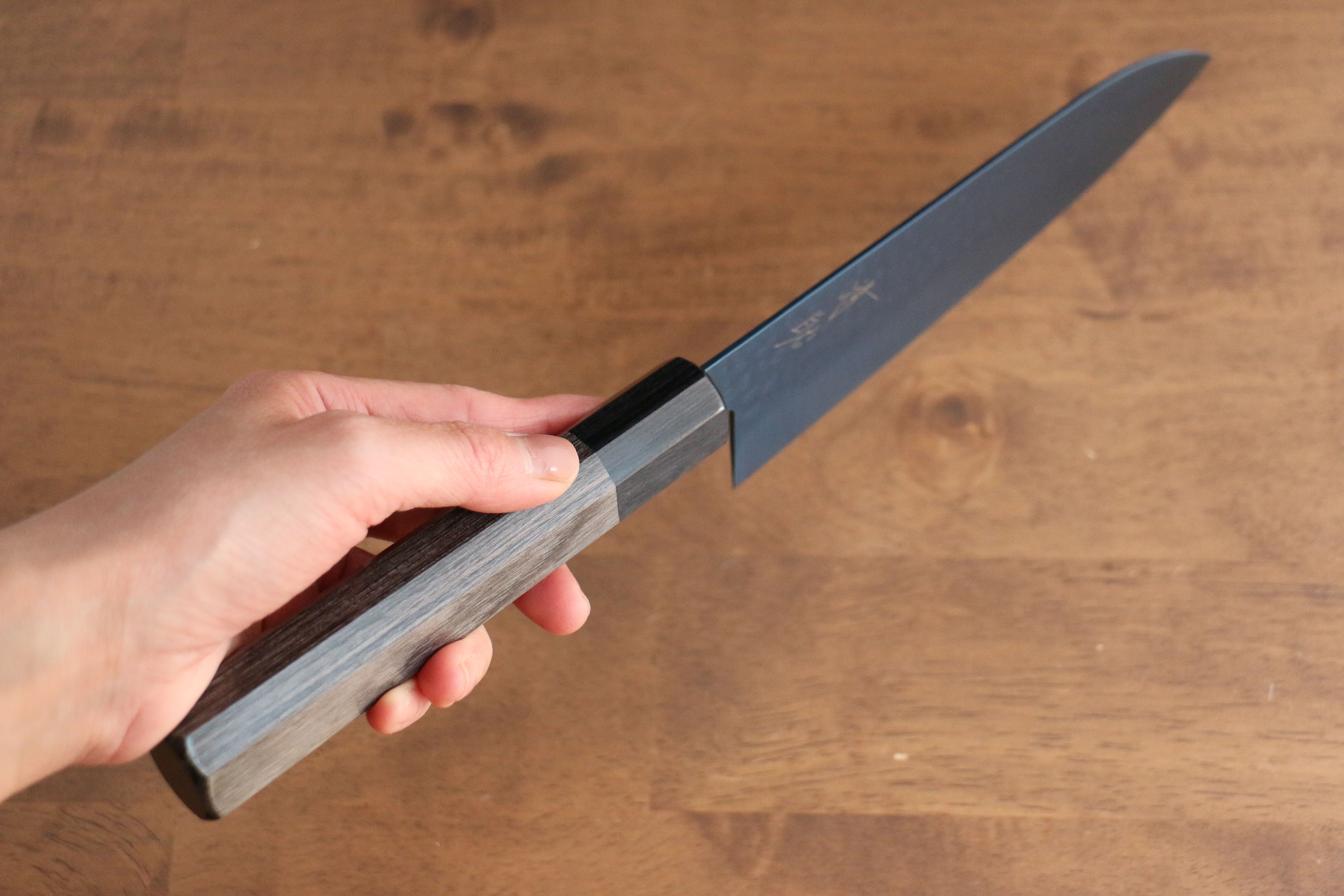 Premium Seisuke SK 85 Santoku Knife 180mm - Japanese Hammered Blade with Ion Plating & Gray Pakka Wood Handle - Ideal for Slicing, Dicing, and Chopping Vegetables, Meat, and Fish - Perfect for Home Chefs and Professional Kitchens