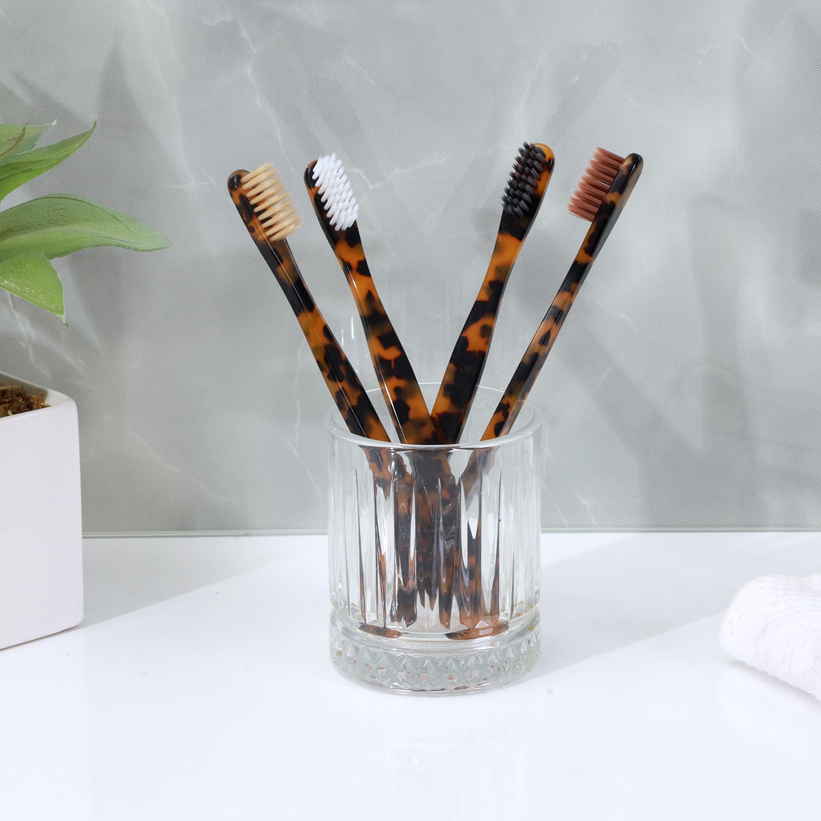 Biodegradable Eco-Friendly Cellulose Acetate Toothbrushes - 8 Pack | Sustainable Bamboo Handle Toothbrush Set for Adults & Kids | Perfect for Travel, Camping & Zero Waste Lifestyle